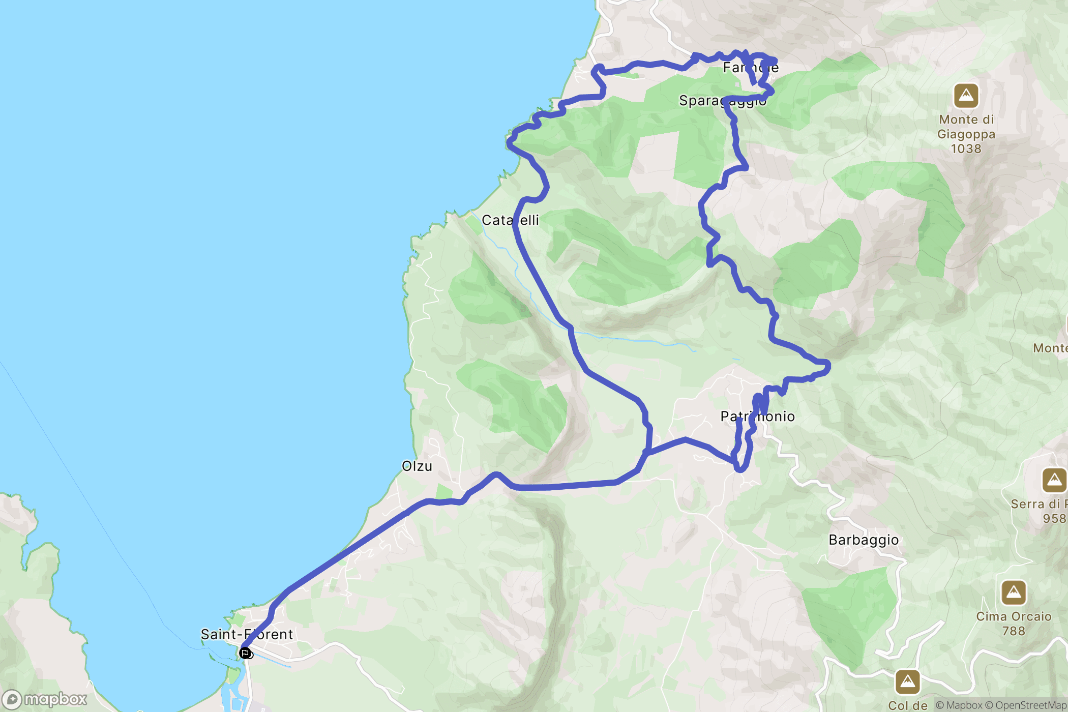 Saint-Florent : carte du parcours de randonnée - France
