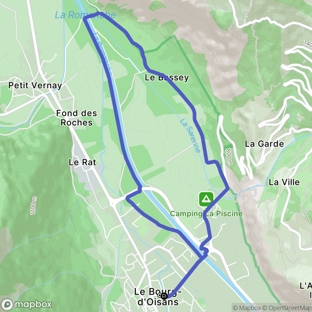 Le Bourg-d'Oisans : carte du parcours de randonnée - France