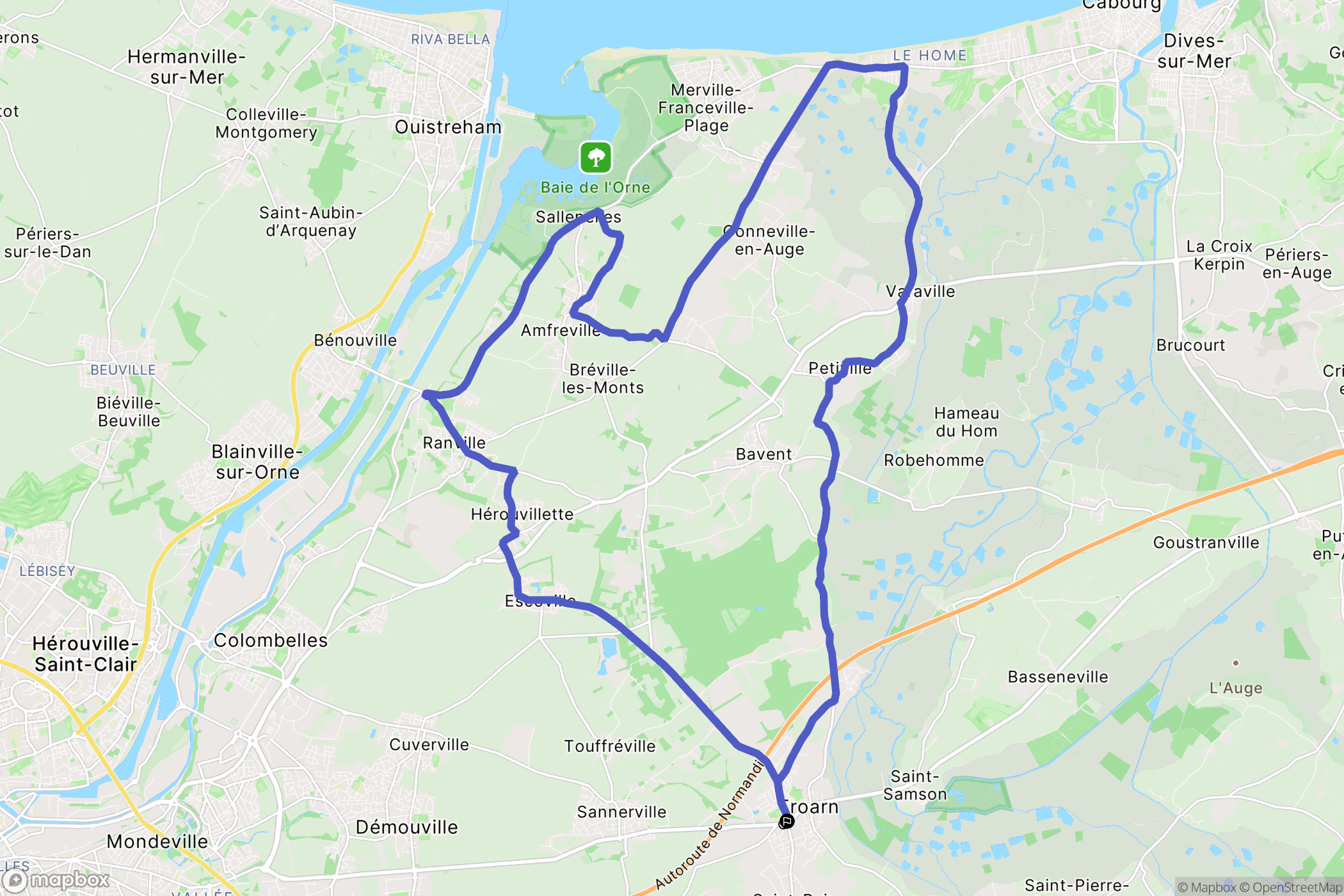 Troarn : carte du parcours de randonnée - France