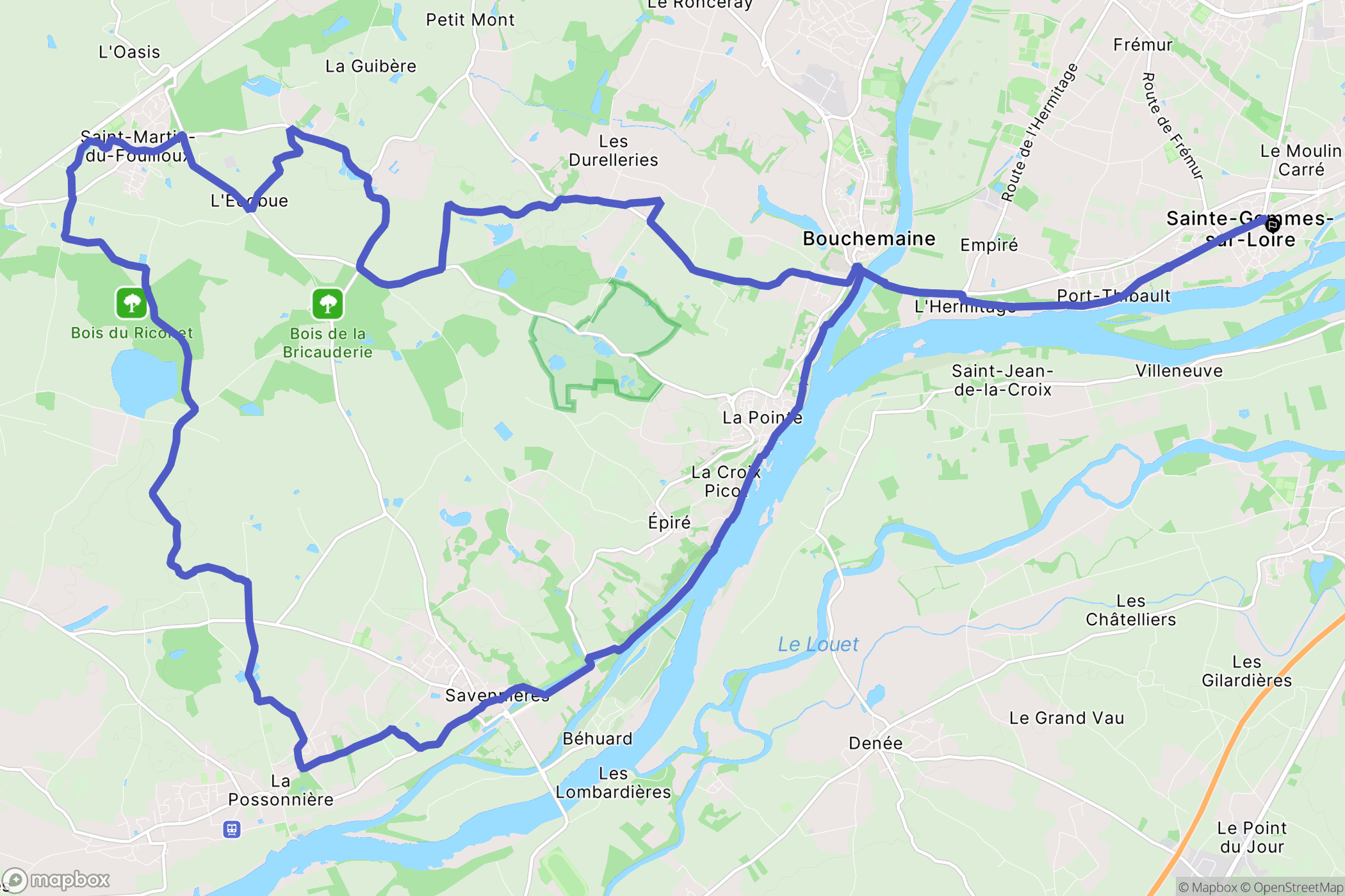 Sainte-Gemmes-sur-Loire : carte du parcours de randonnée - France