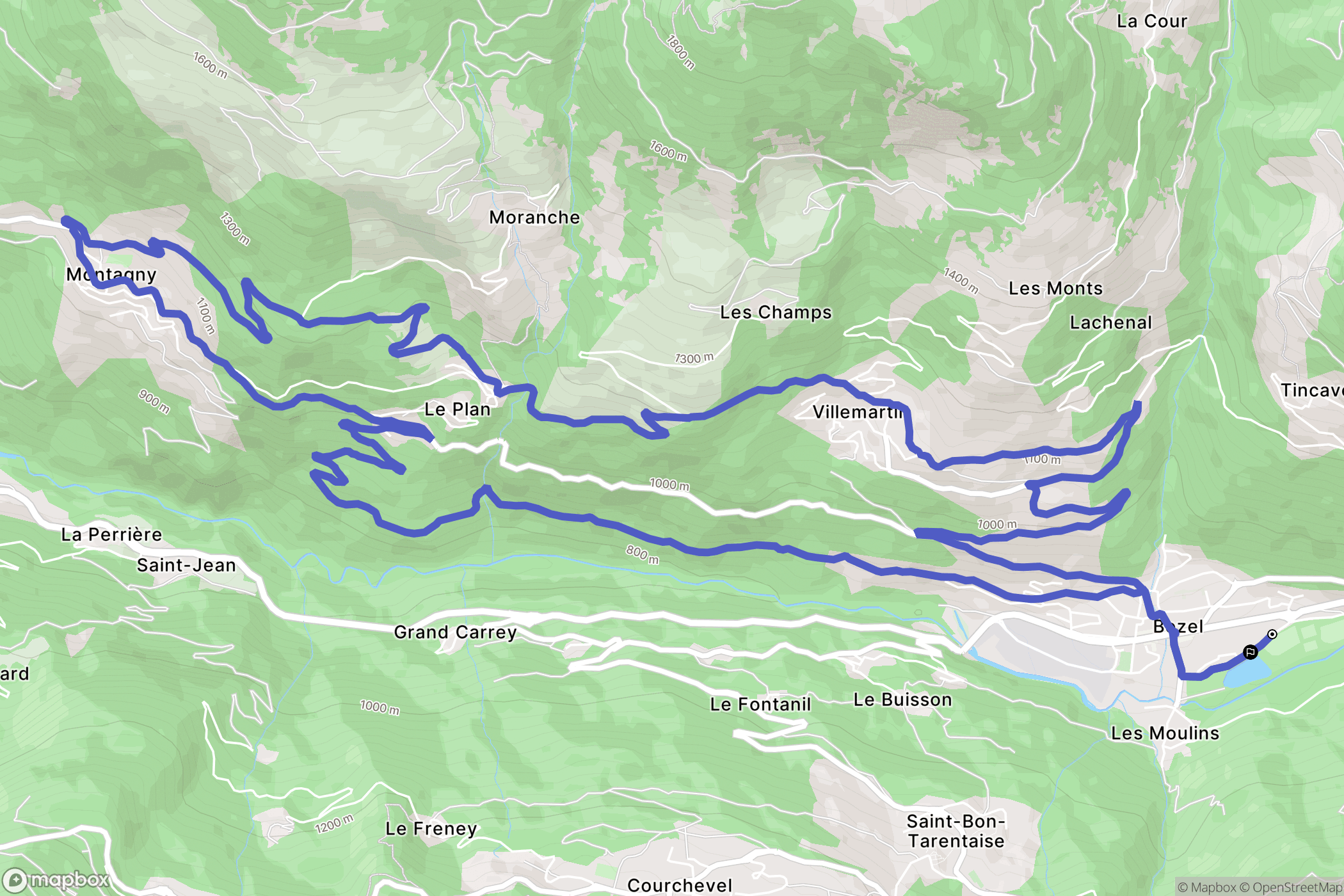 Bozel : carte du parcours de randonnée - France
