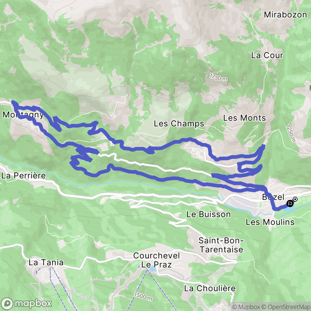 Bozel : carte du parcours de randonnée - France