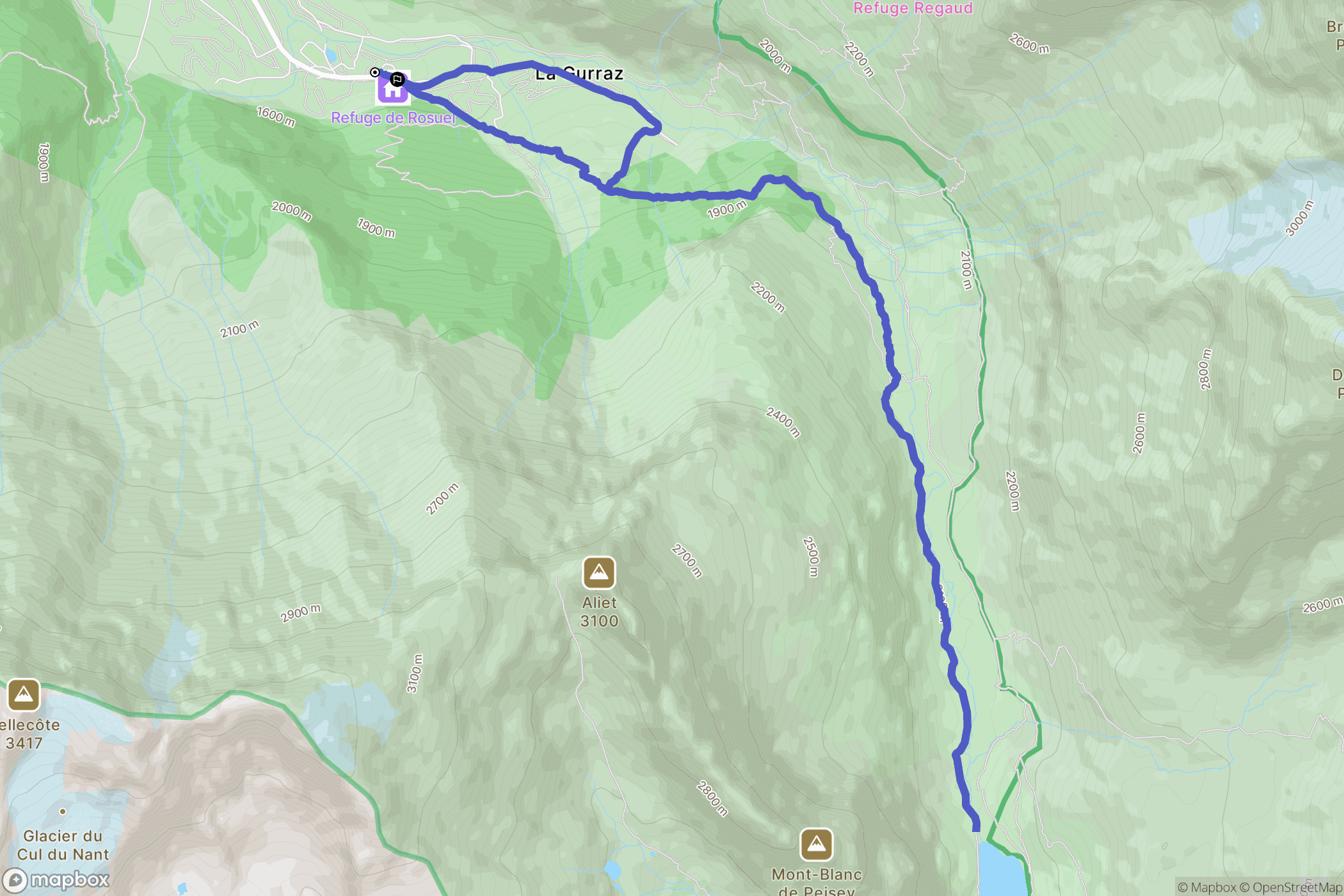 Peisey-Nancroix : carte du parcours de randonnée - France