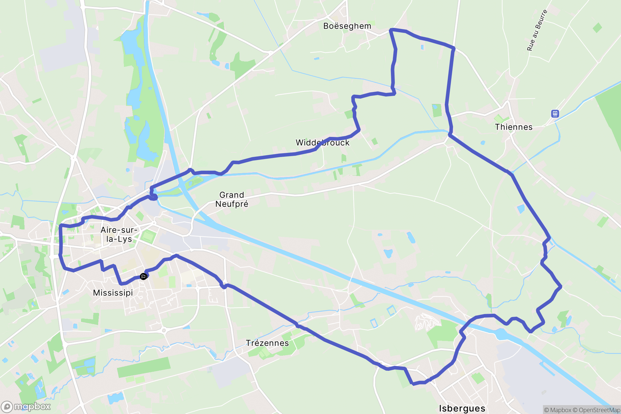 Aire-sur-la-Lys : carte du parcours de randonnée - France