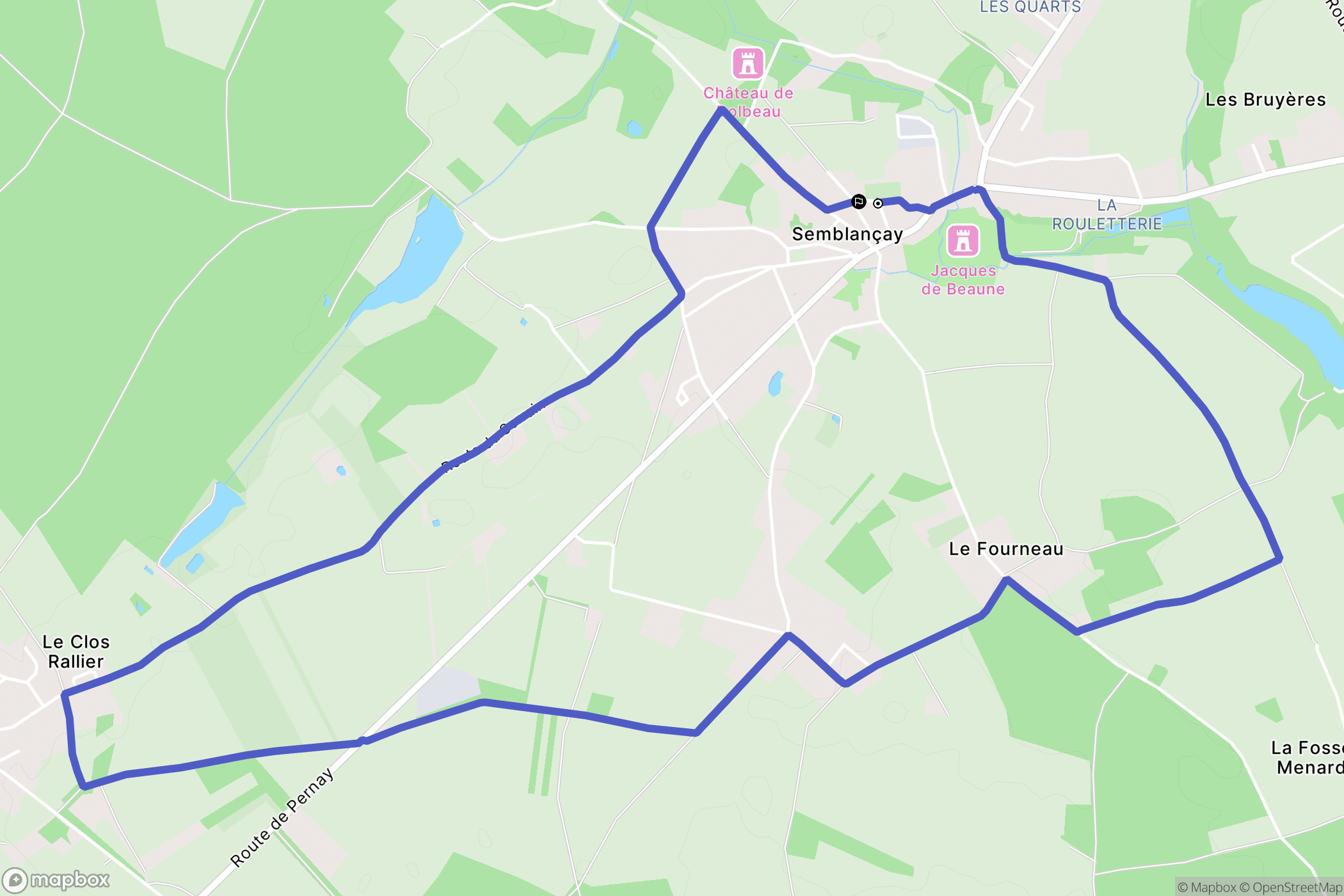 Semblançay : carte du parcours de randonnée - France