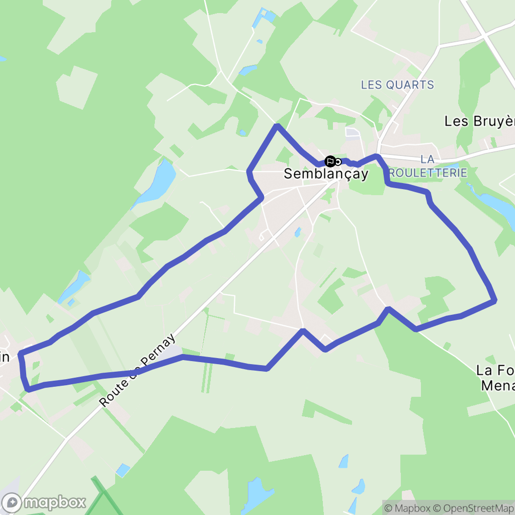 Semblançay : carte du parcours de randonnée - France