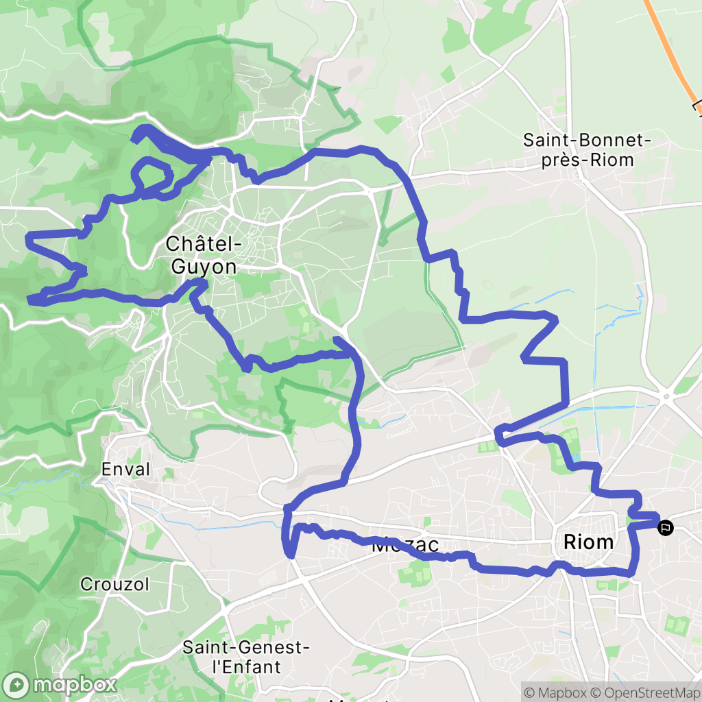 Riom : carte du parcours de randonnée - France