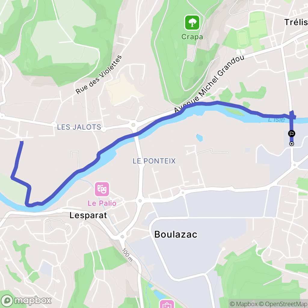 Boulazac Isle Manoire : carte du parcours de randonnée - France
