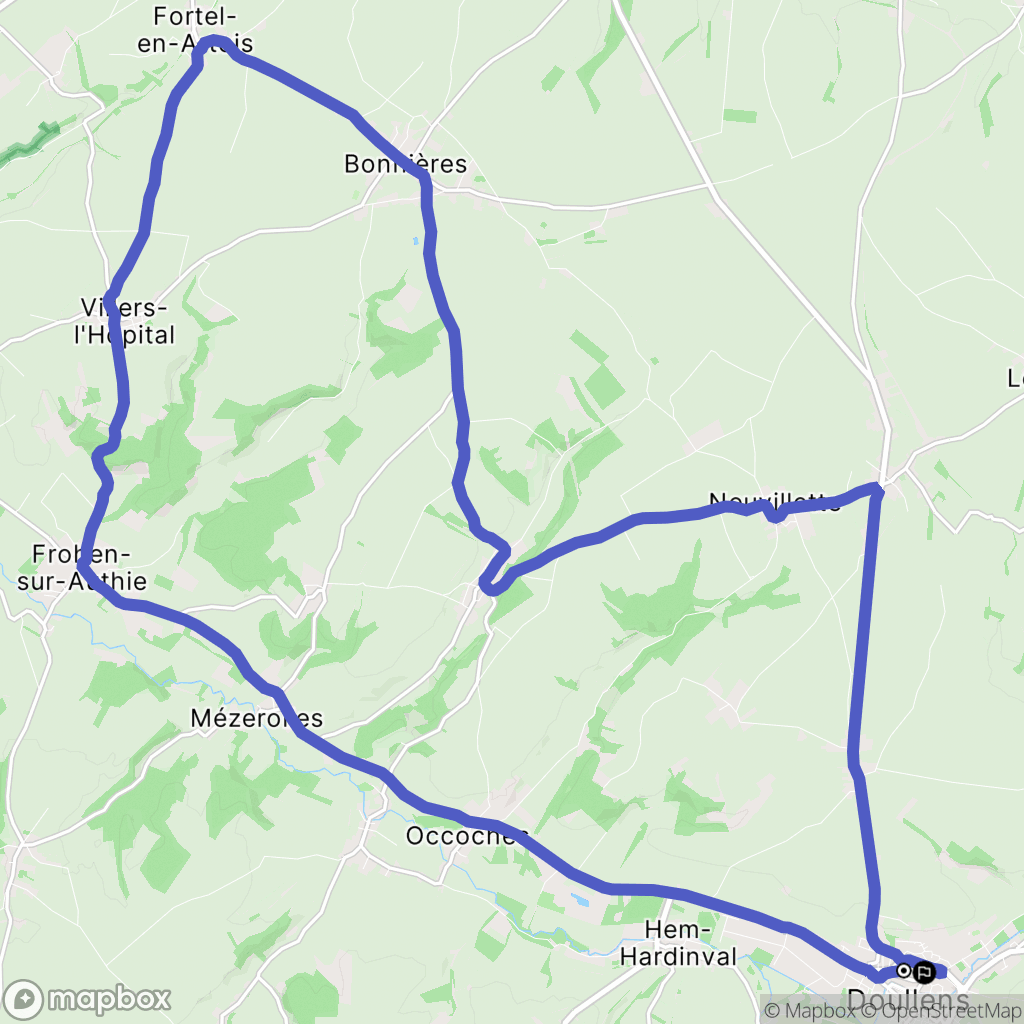 Doullens : carte du parcours de randonnée - France