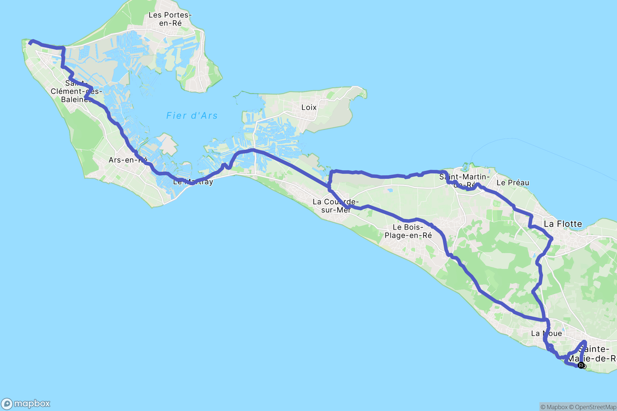 Sainte-Marie-de-Ré : carte du parcours de randonnée - France