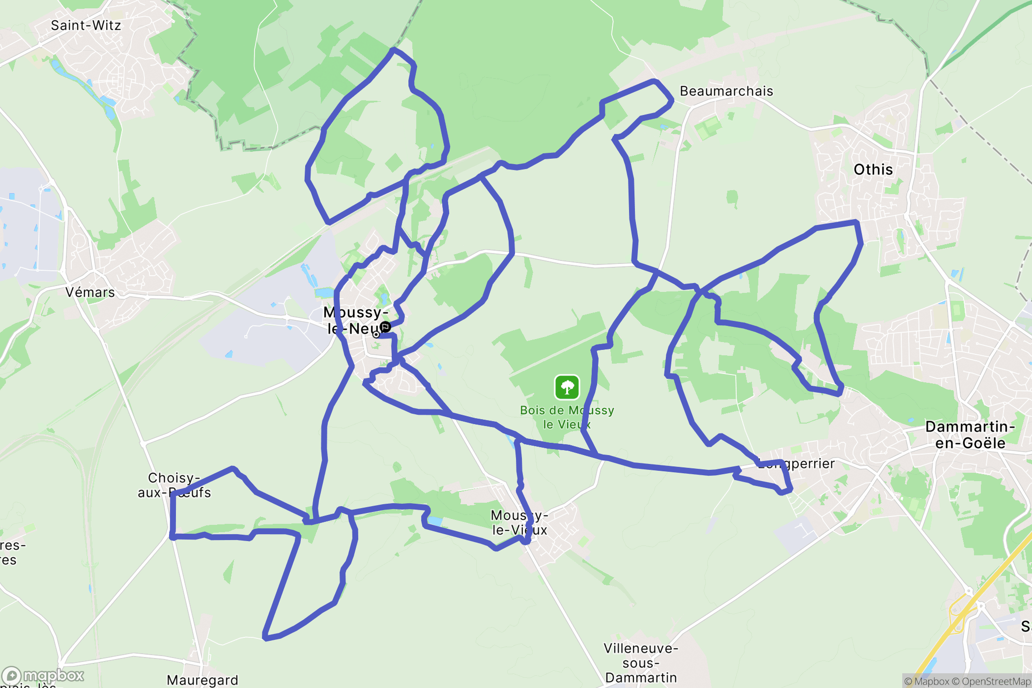 Moussy-le-Neuf : carte du parcours de randonnée - France