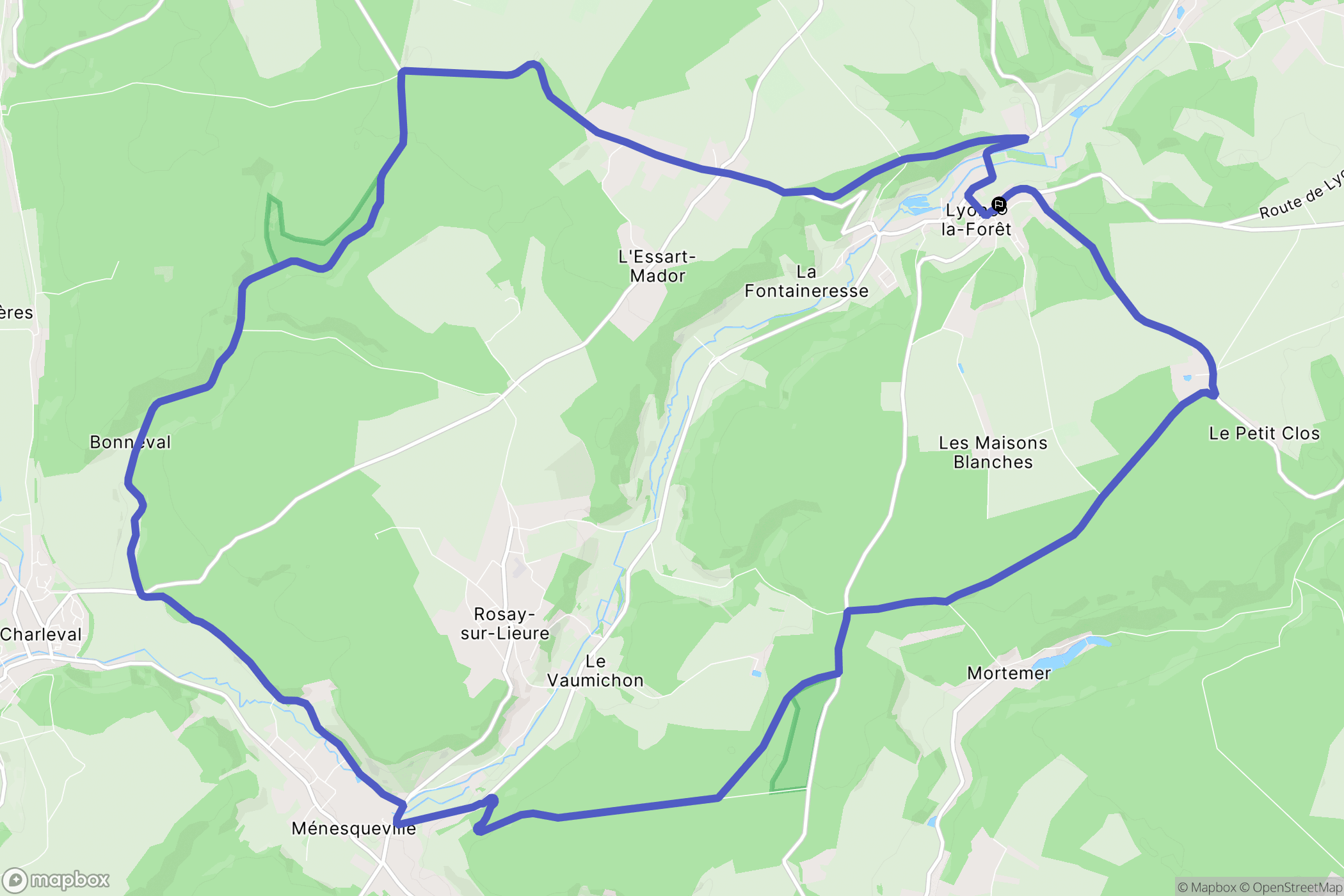 Lyons-la-Forêt : carte du parcours de randonnée - France