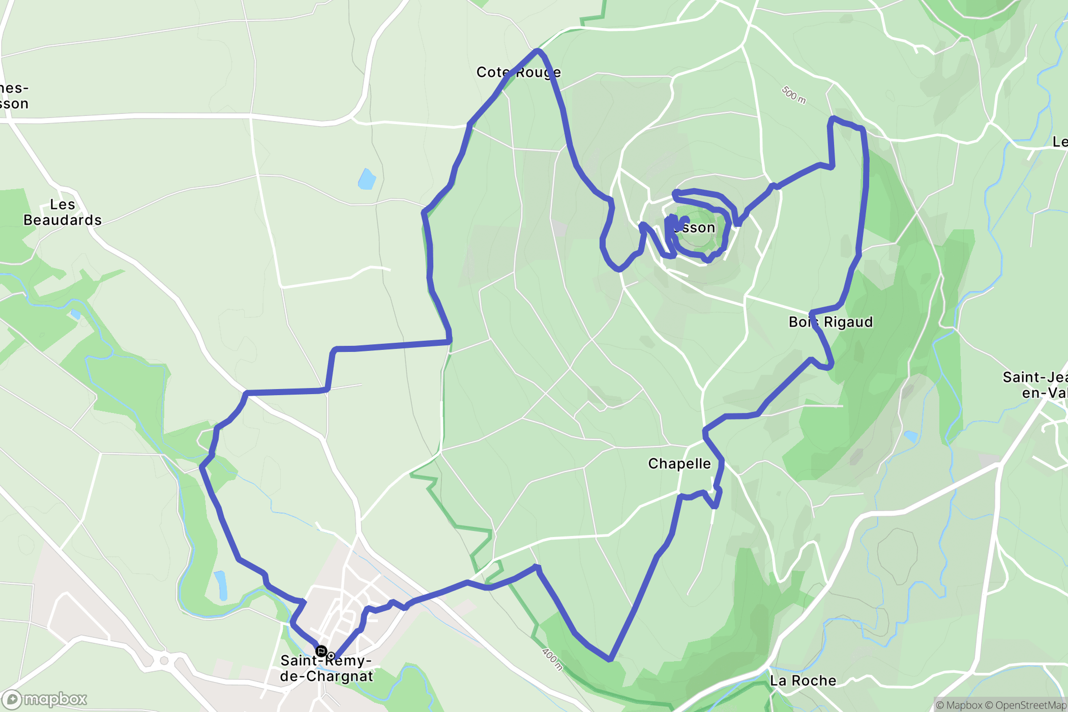 Saint-Rémy-de-Chargnat : carte du parcours de randonnée - France