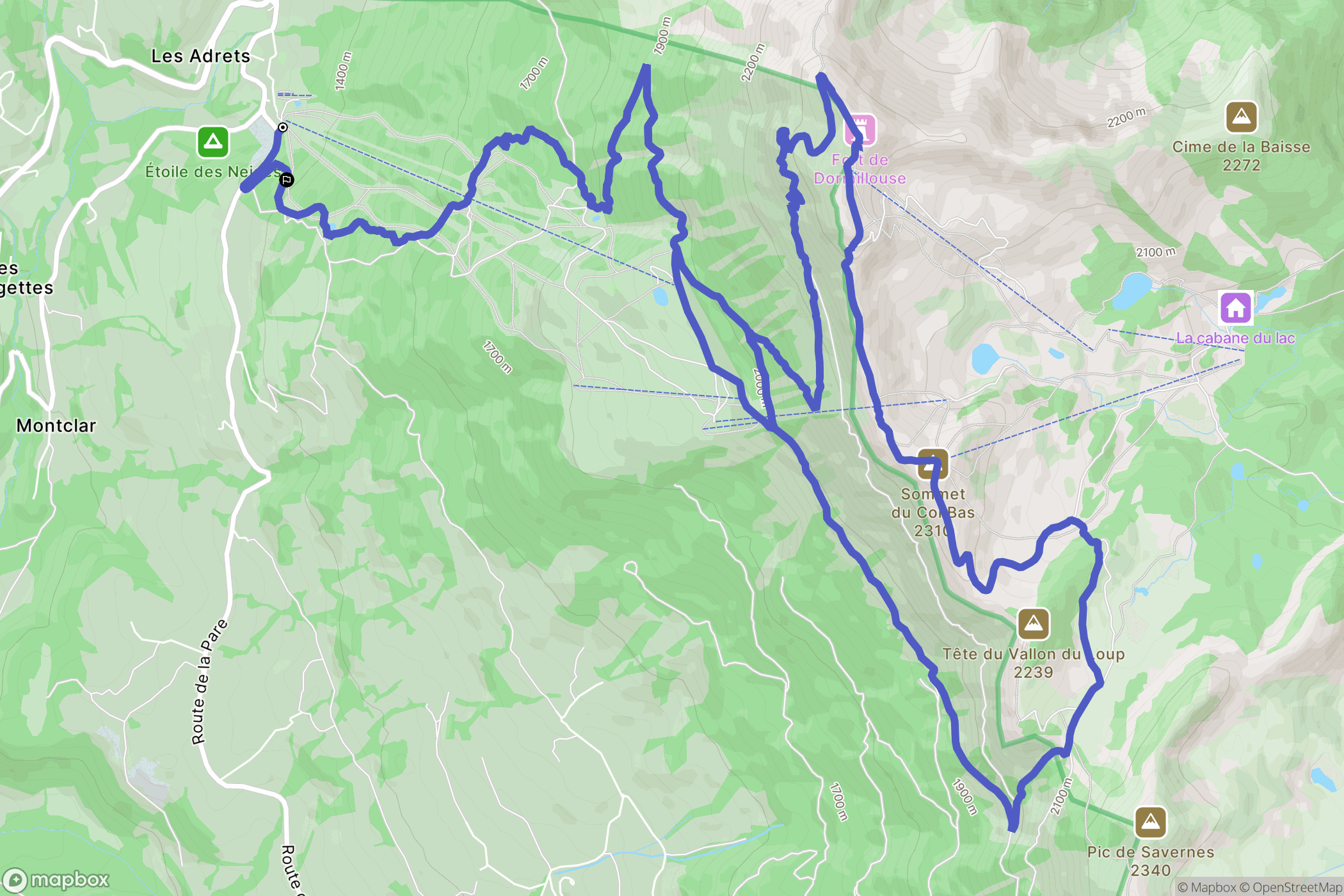 Montclar : carte du parcours de randonnée - France