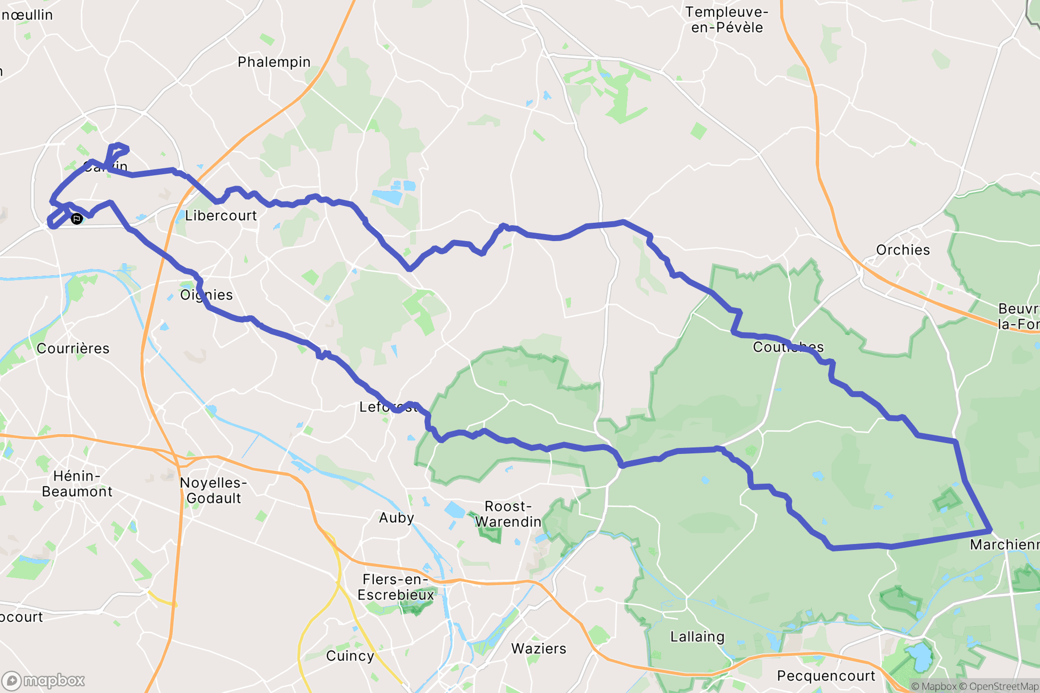 Carvin : carte du parcours de randonnée - France