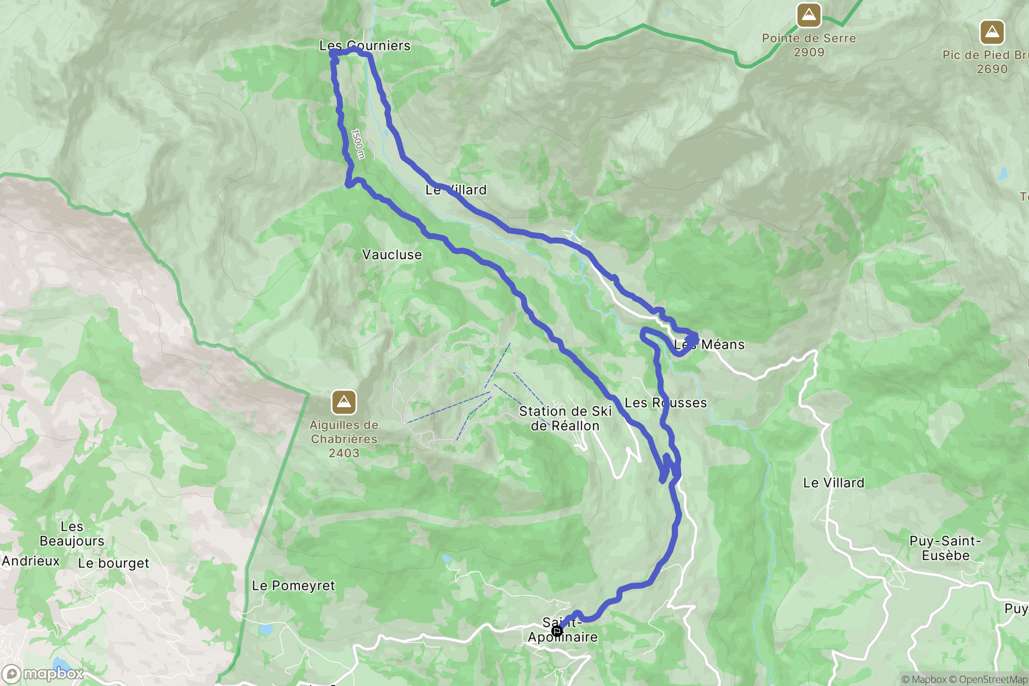 Saint-Apollinaire : carte du parcours de randonnée - France