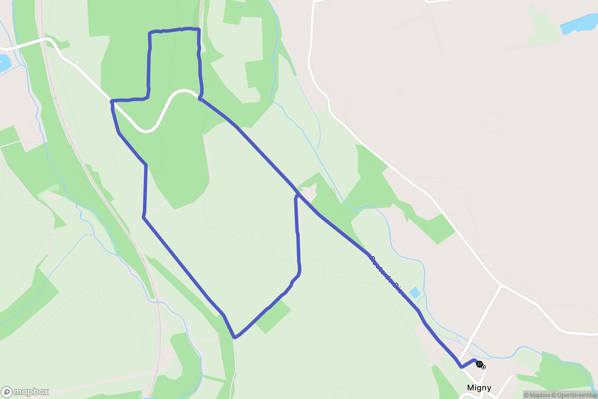 Migny : carte du parcours de randonnée - France