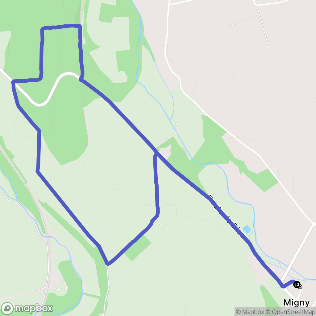 Migny : carte du parcours de randonnée - France