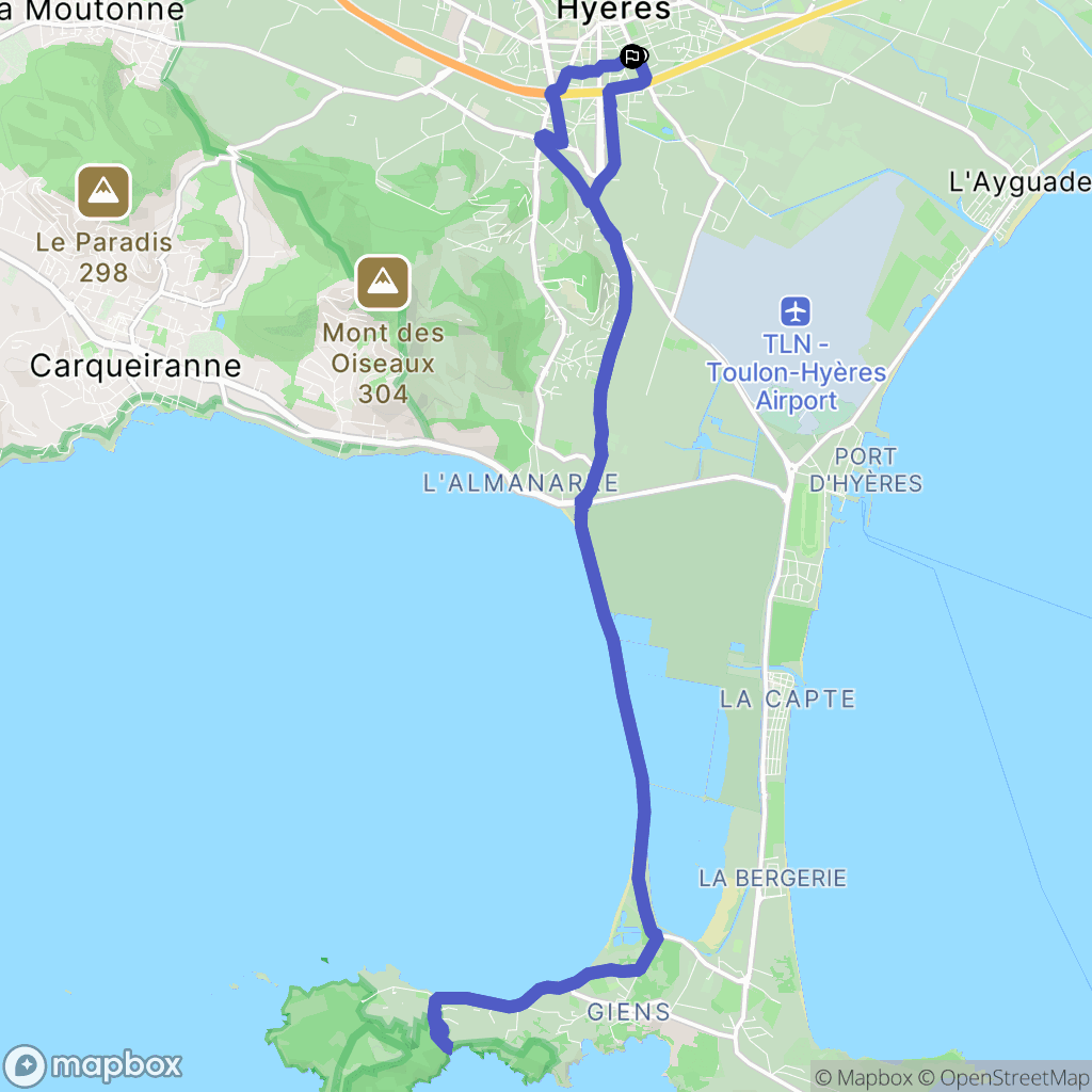 Hyères : carte du parcours de randonnée - France