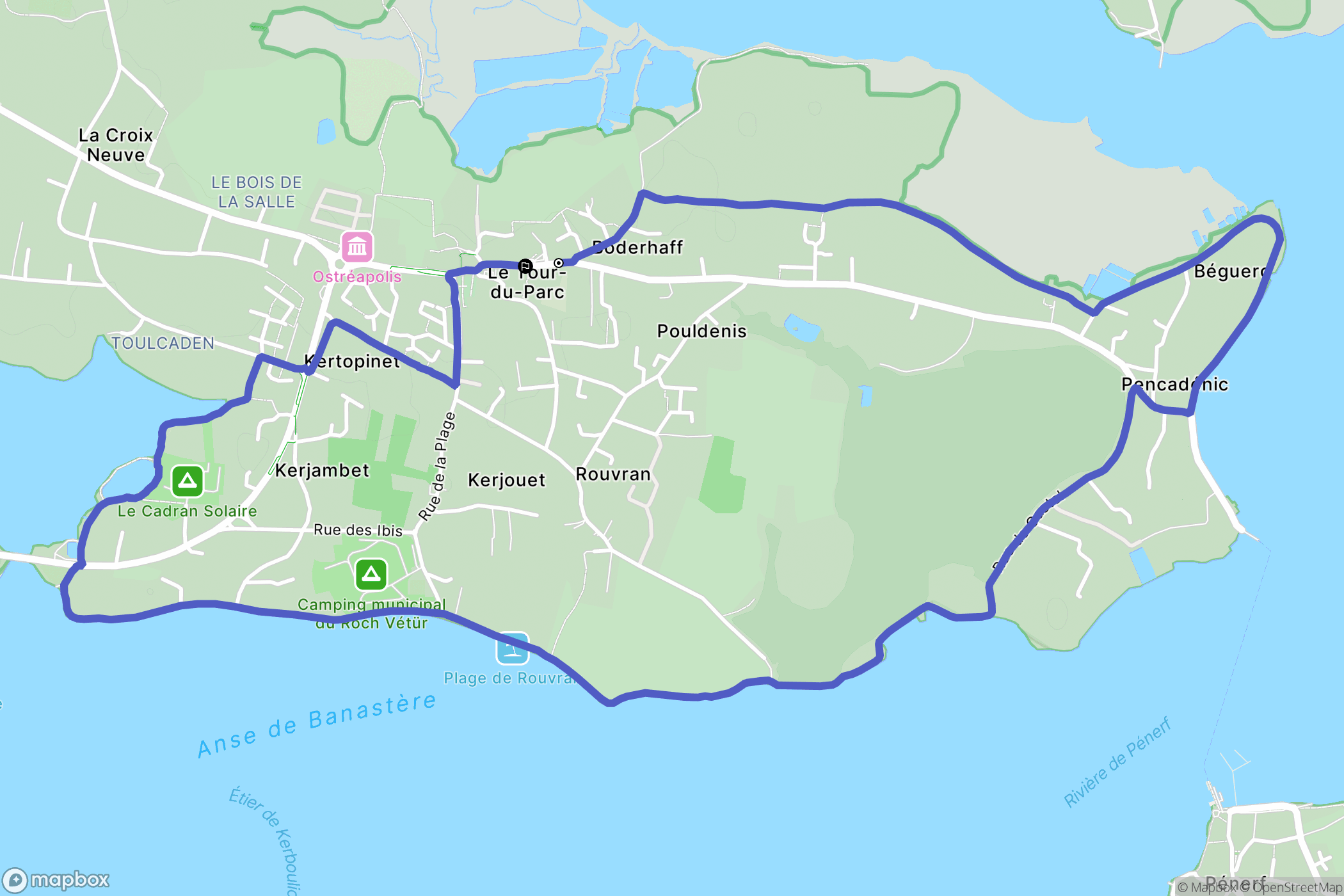 Le Tour-du-Parc : carte du parcours de randonnée - France