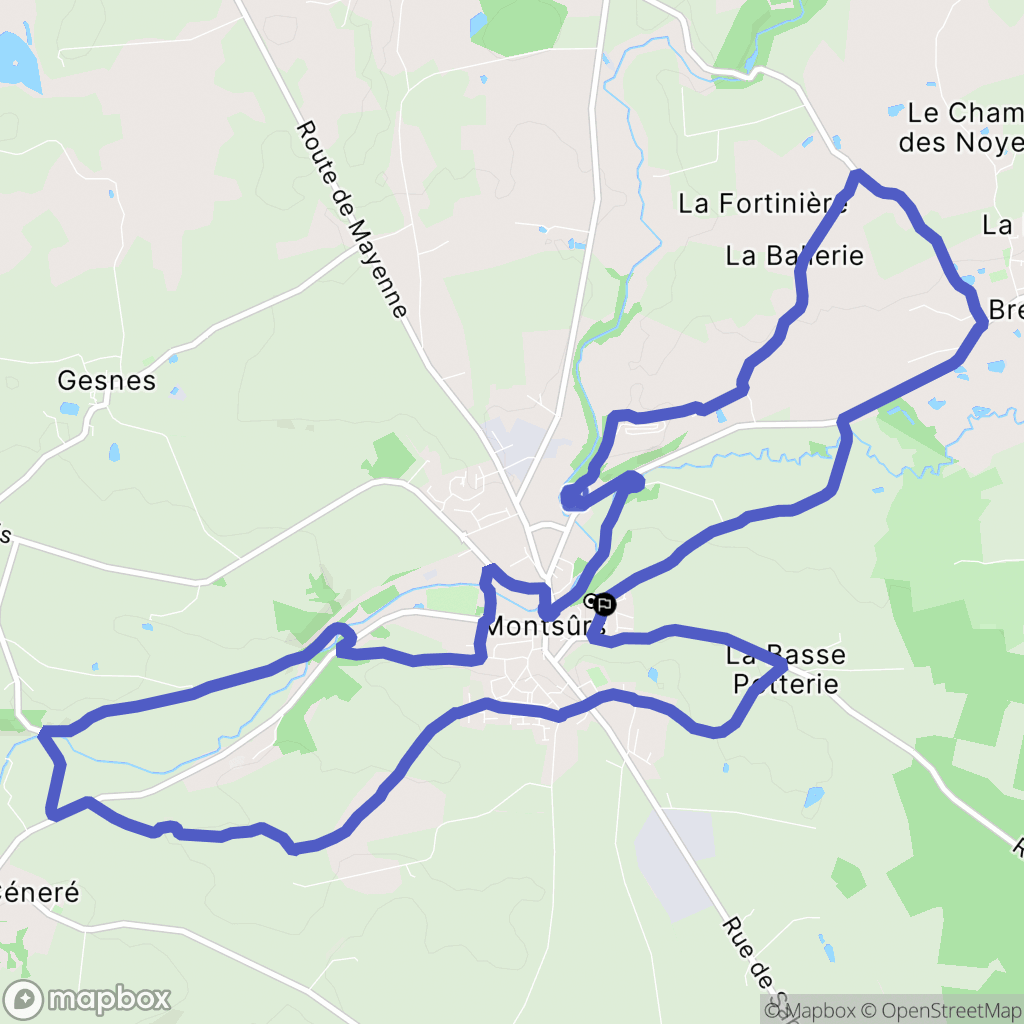 Montsûrs : carte du parcours de randonnée - France