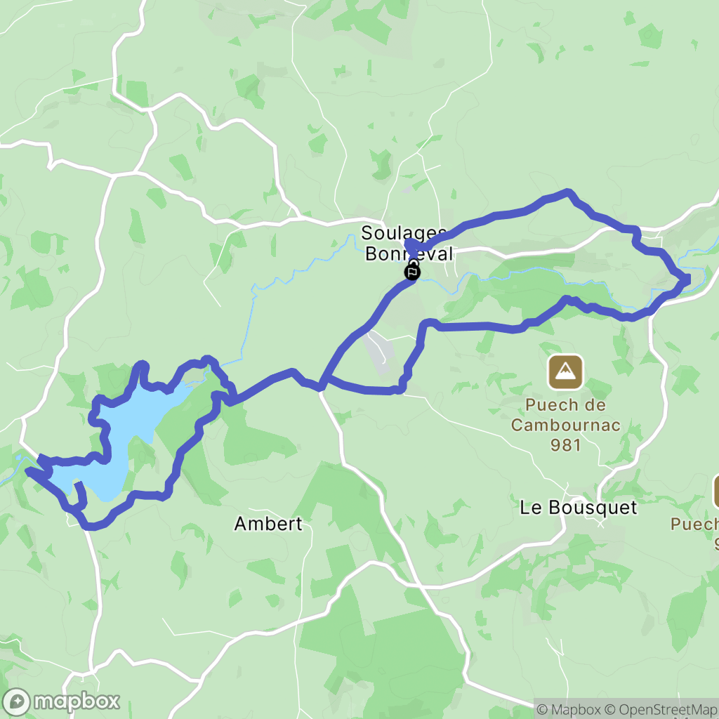 Soulages-Bonneval : carte du parcours de randonnée - France