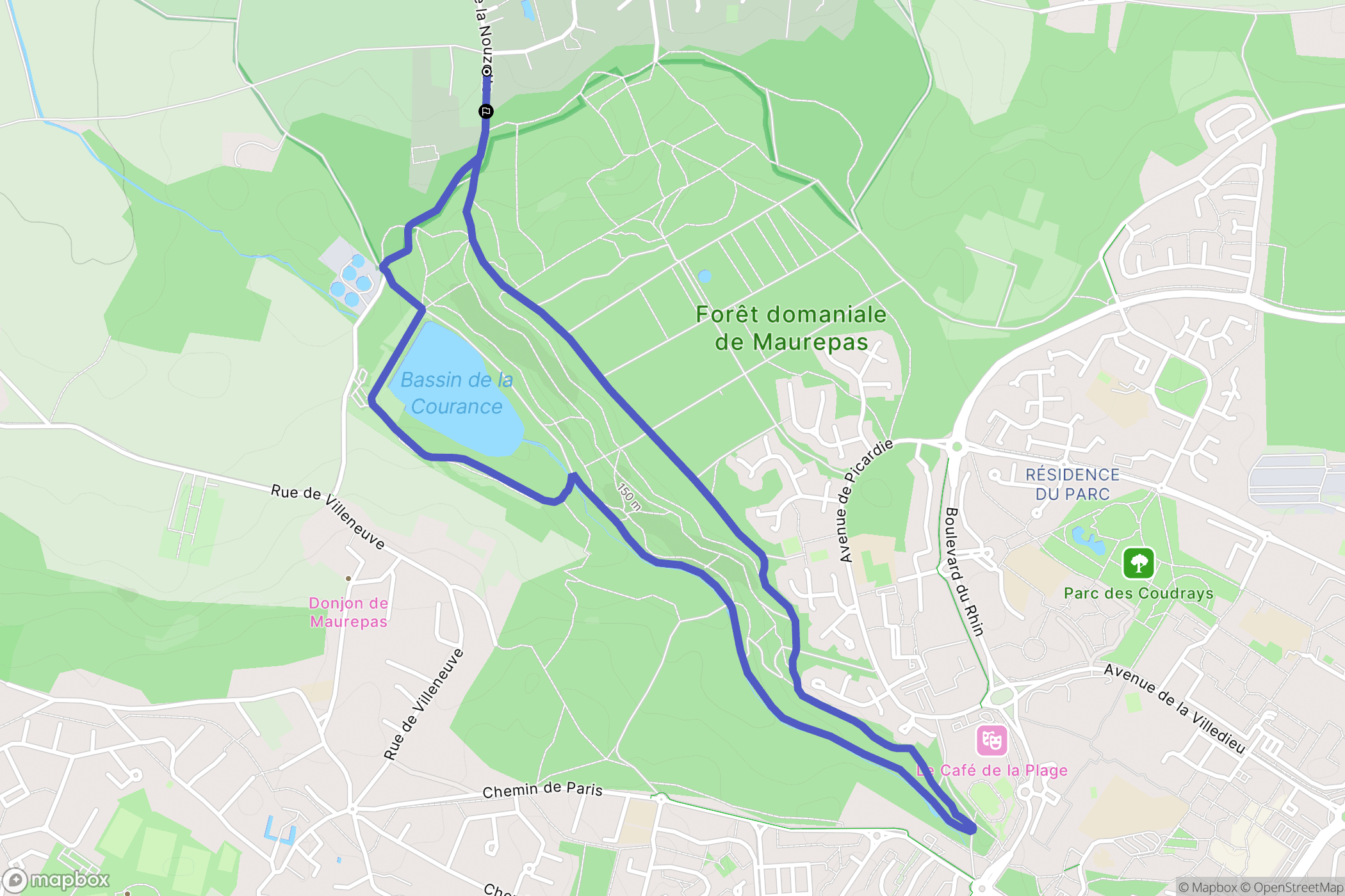 Jouars-Pontchartrain : carte du parcours de randonnée - France