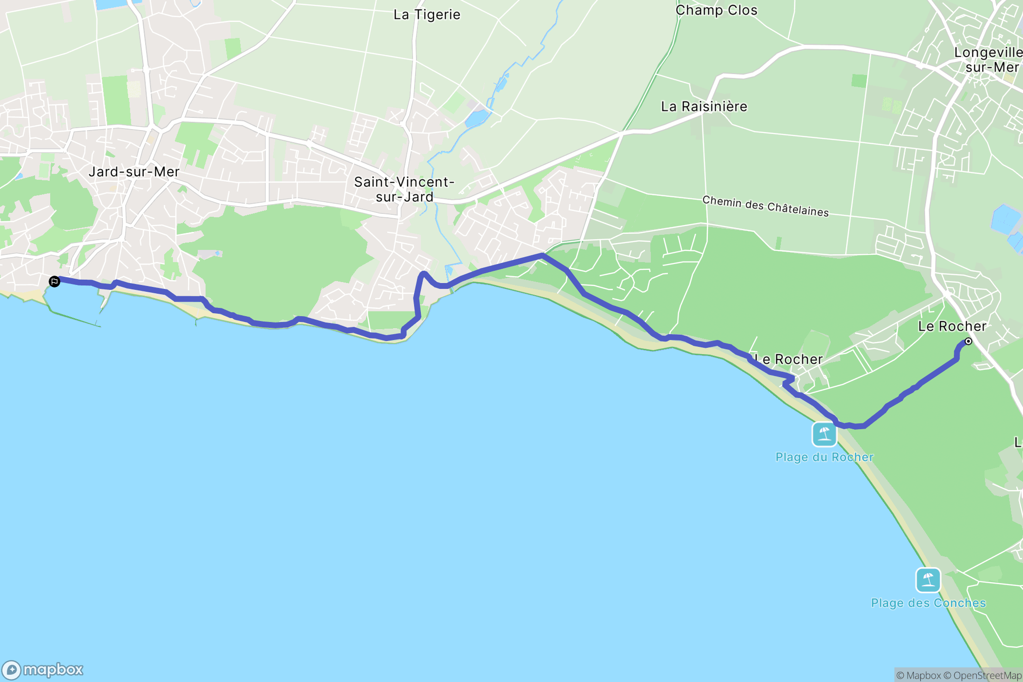 Longeville-sur-Mer : carte du parcours de randonnée - France