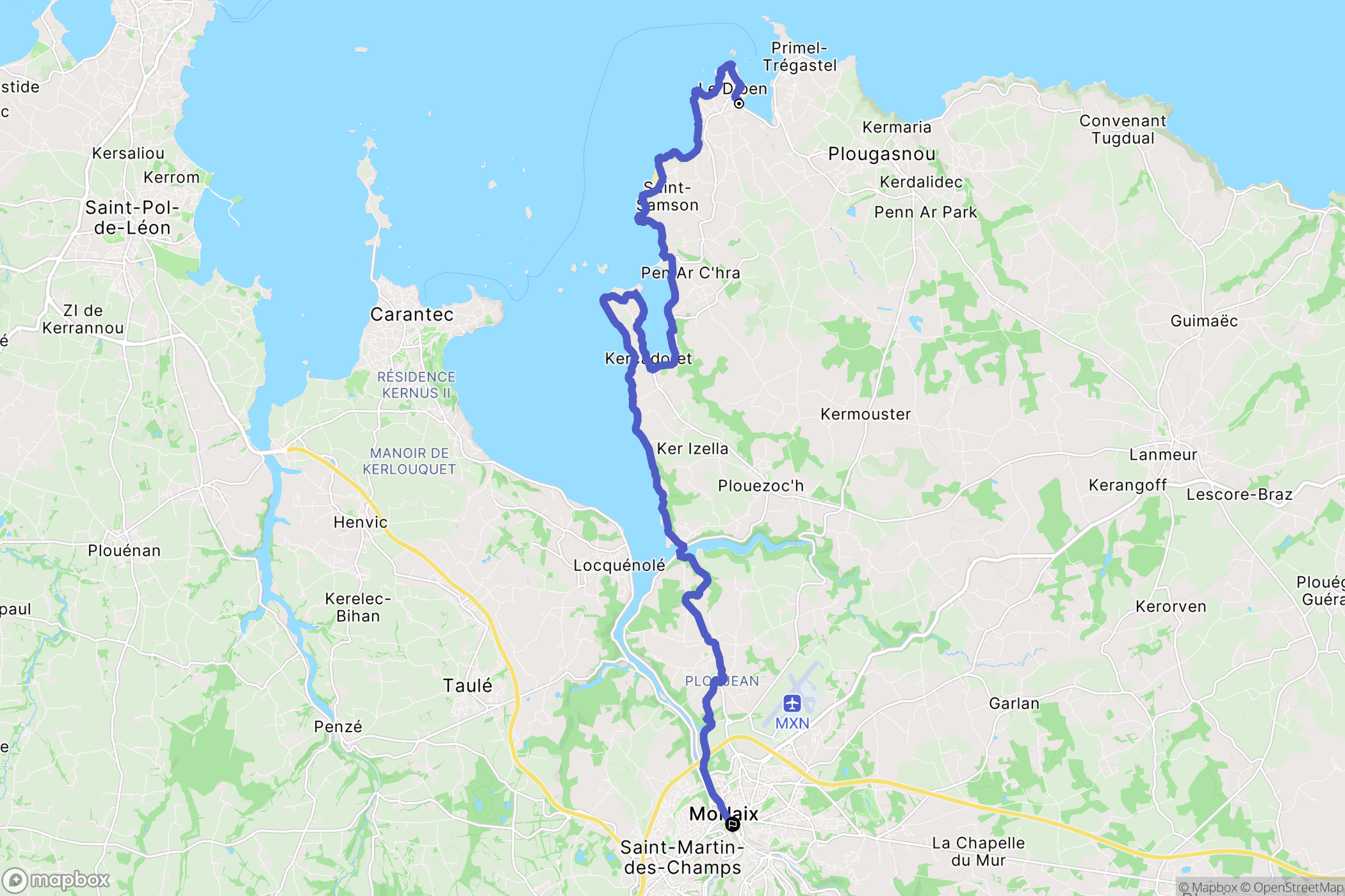 Plougasnou : carte du parcours de randonnée - France
