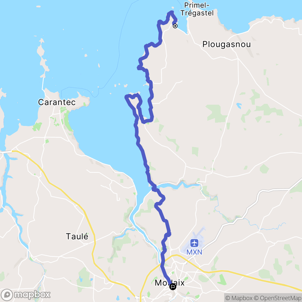 Plougasnou : carte du parcours de randonnée - France
