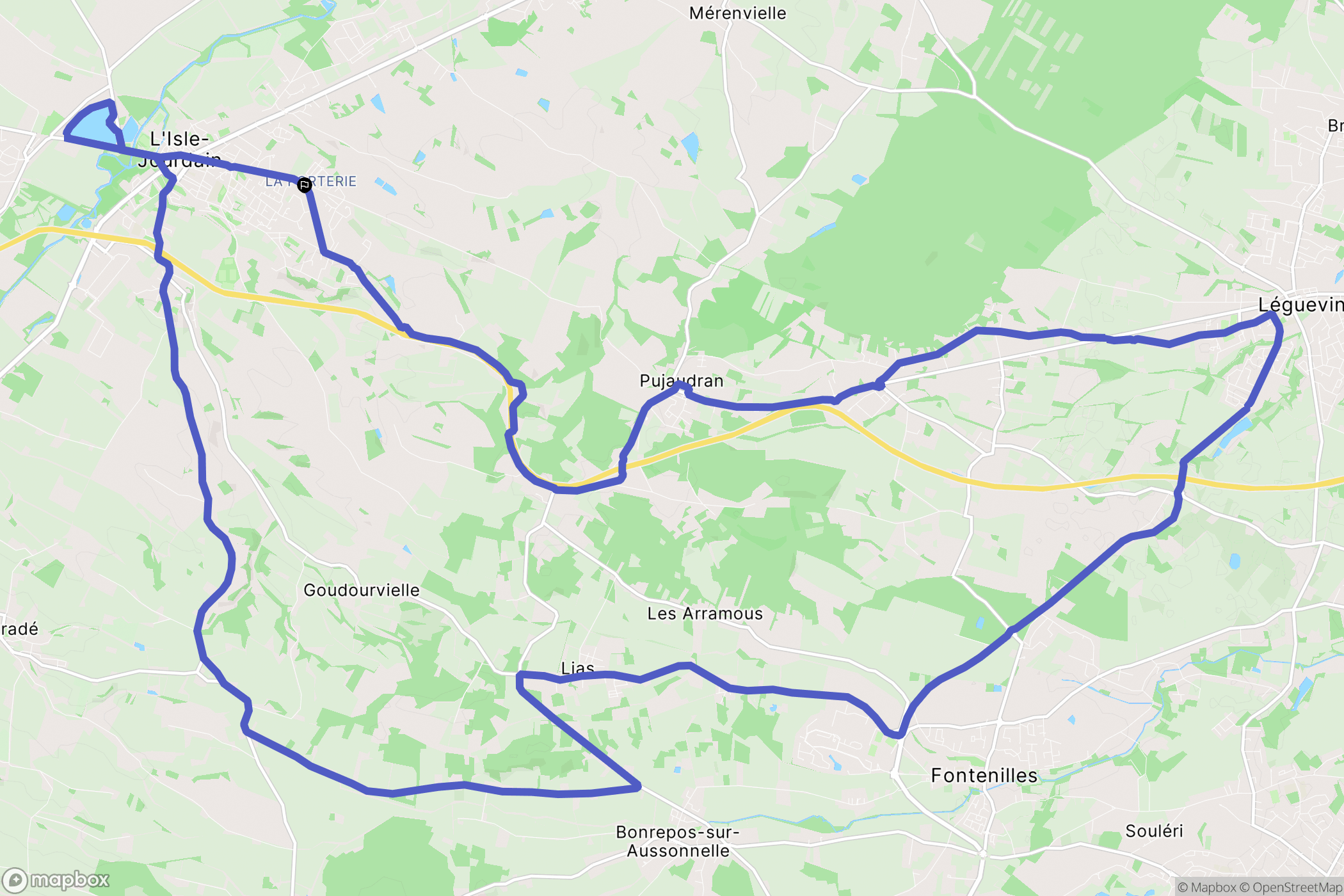 L'Isle-Jourdain : carte du parcours de randonnée - France