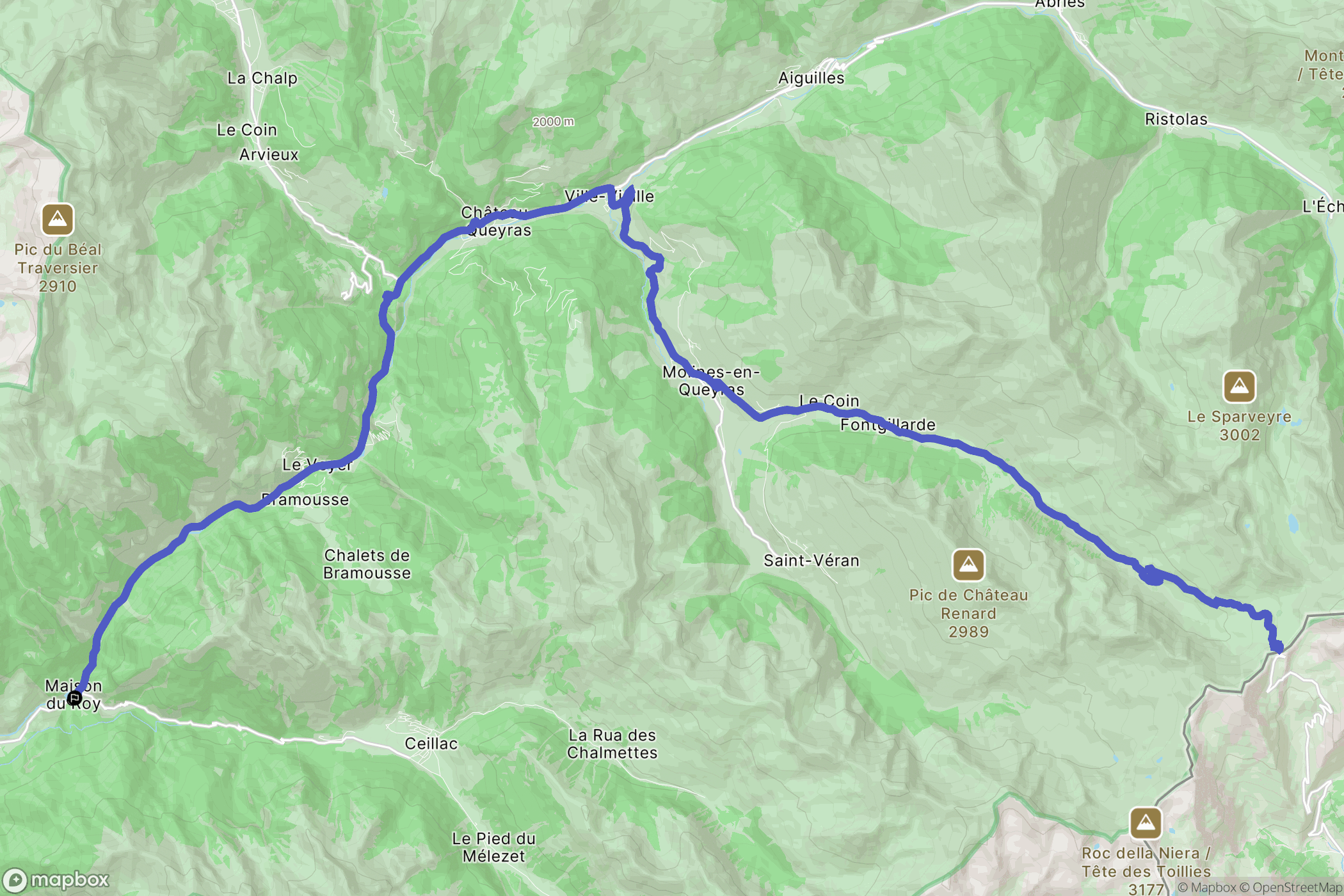 Guillestre : carte du parcours de randonnée - France