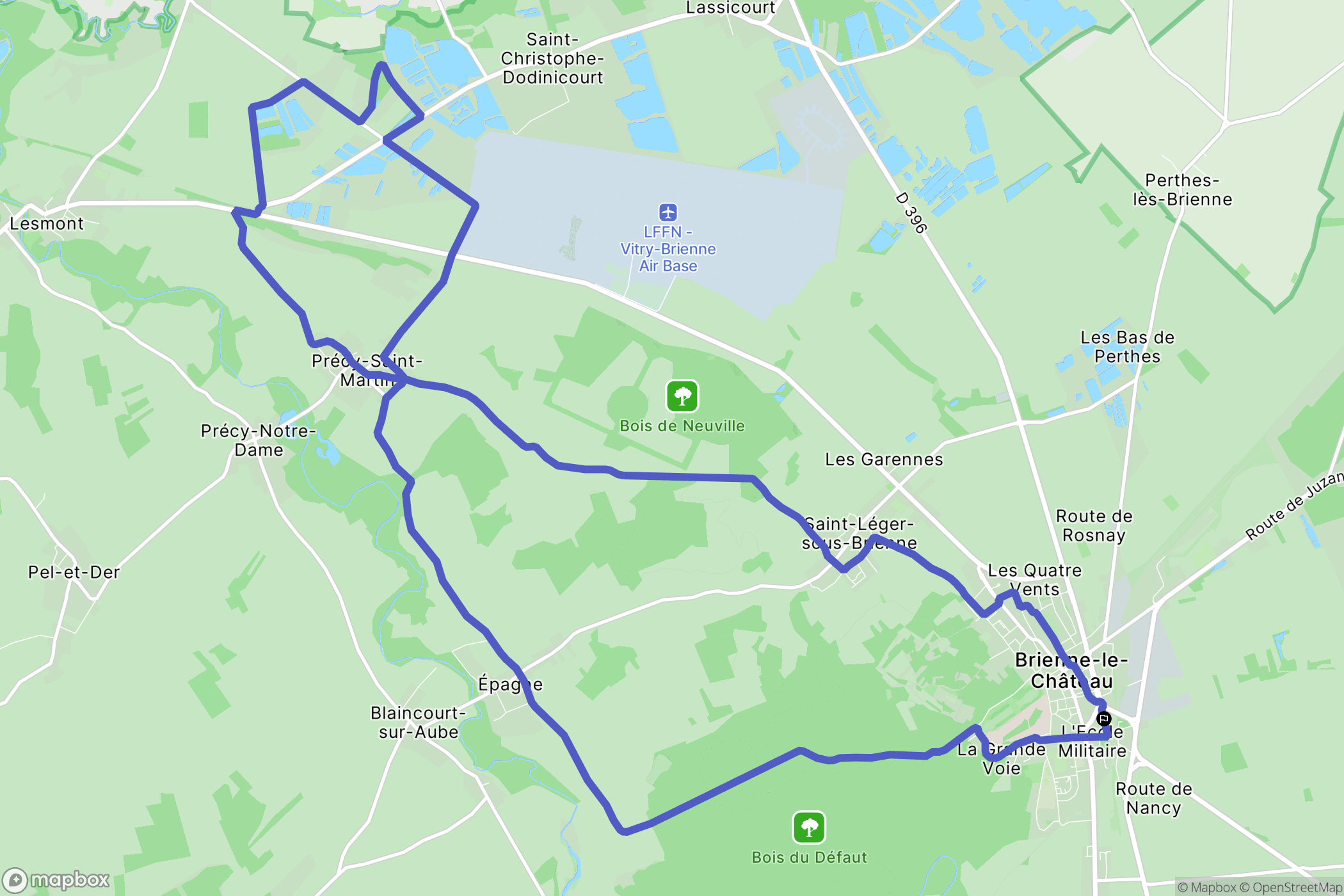 Brienne-le-Château : carte du parcours de randonnée - France