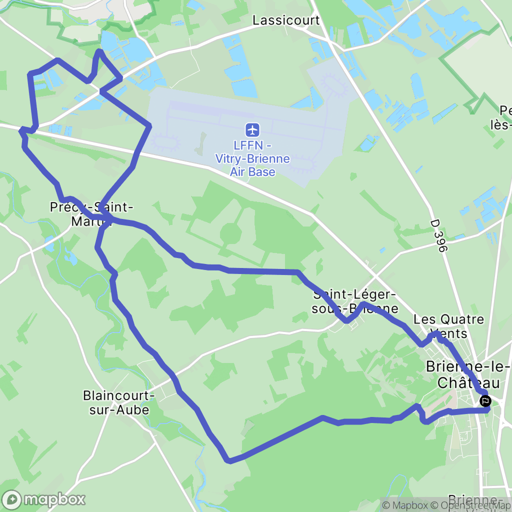 Brienne-le-Château : carte du parcours de randonnée - France
