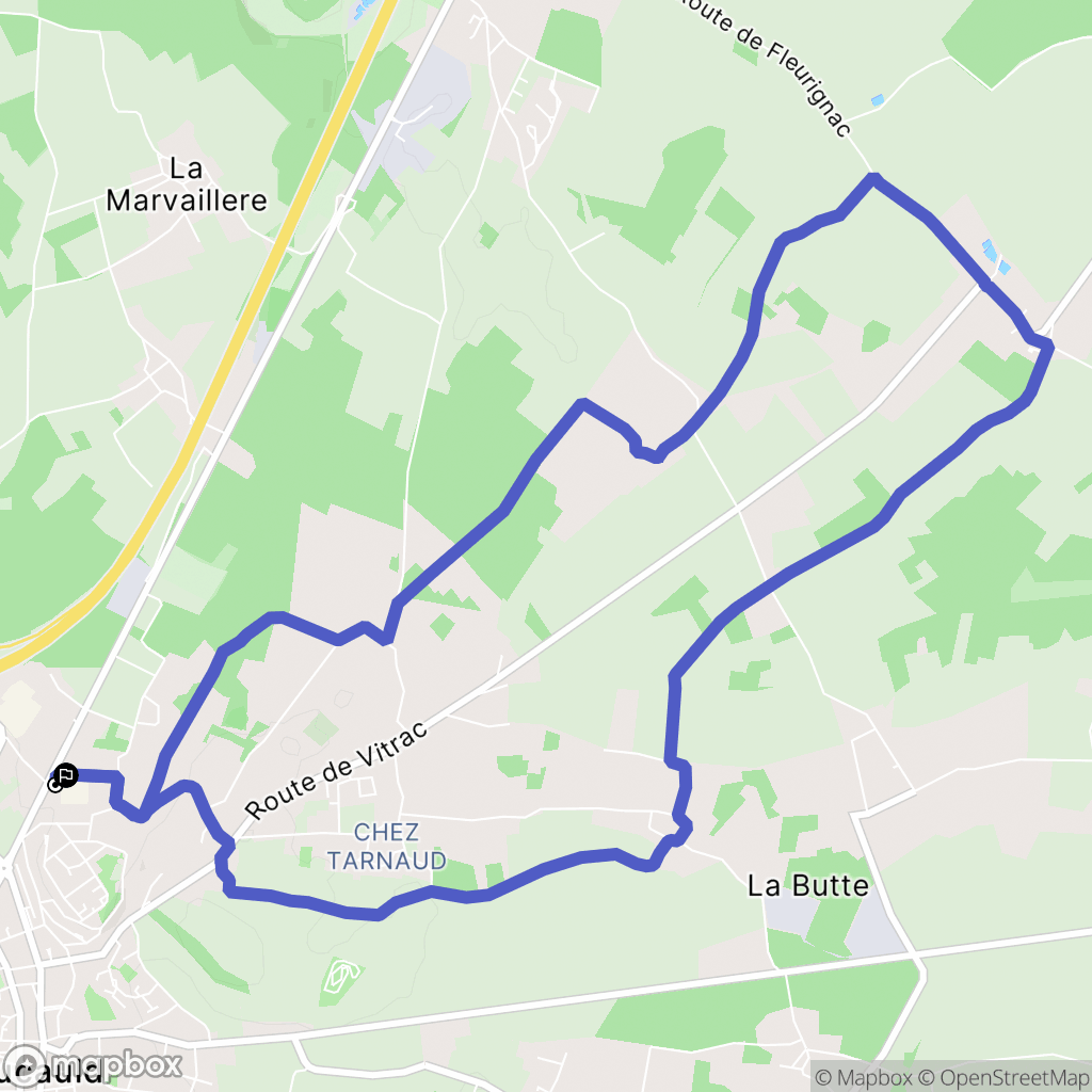 La Rochefoucauld-en-Angoumois : carte du parcours de randonnée - France