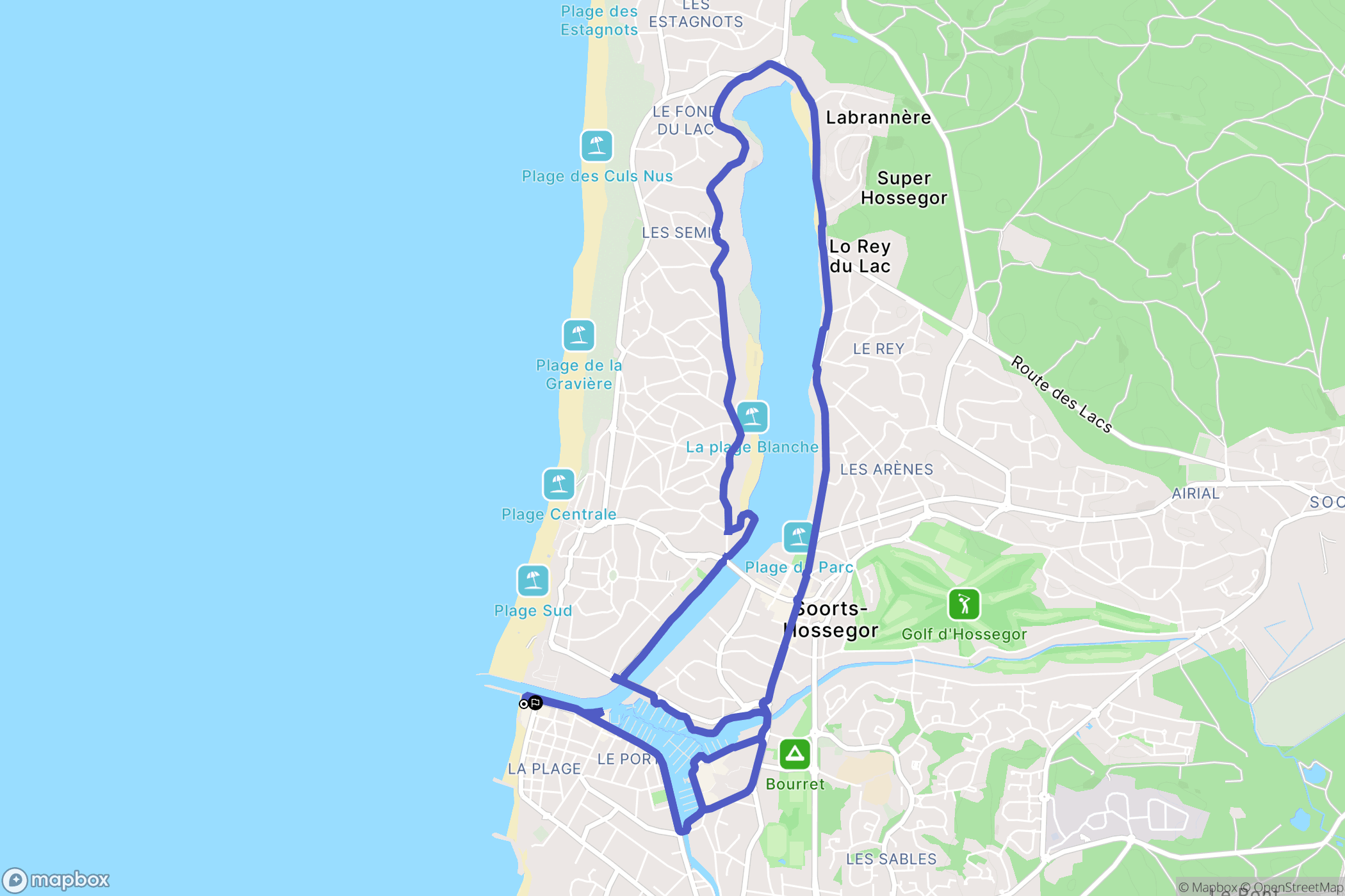 Capbreton : carte du parcours de randonnée - France