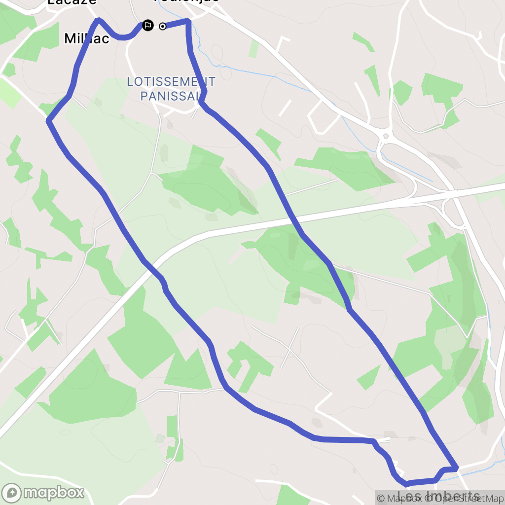 Toulonjac : carte du parcours de randonnée - France