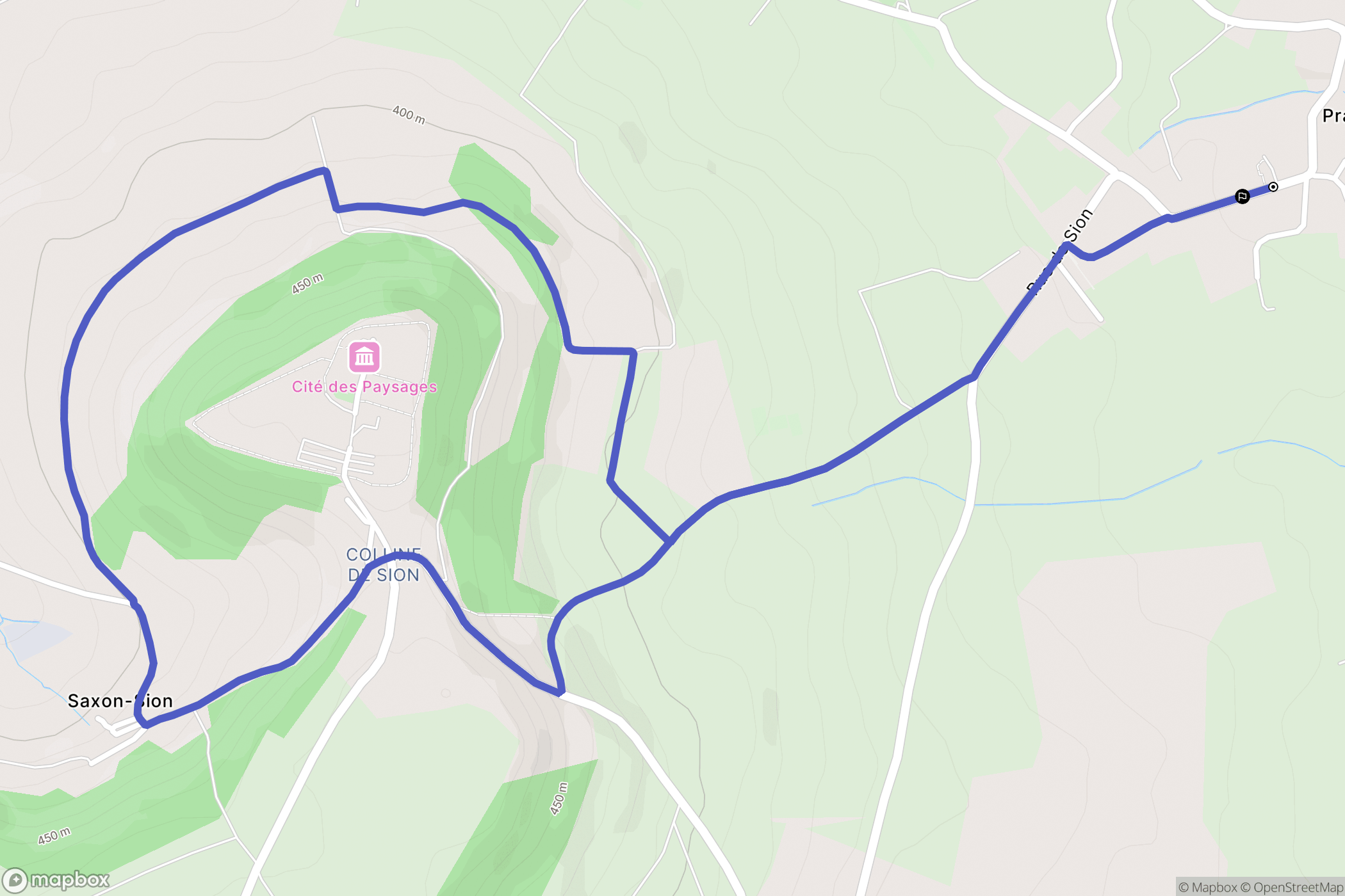 Praye : carte du parcours de randonnée - France
