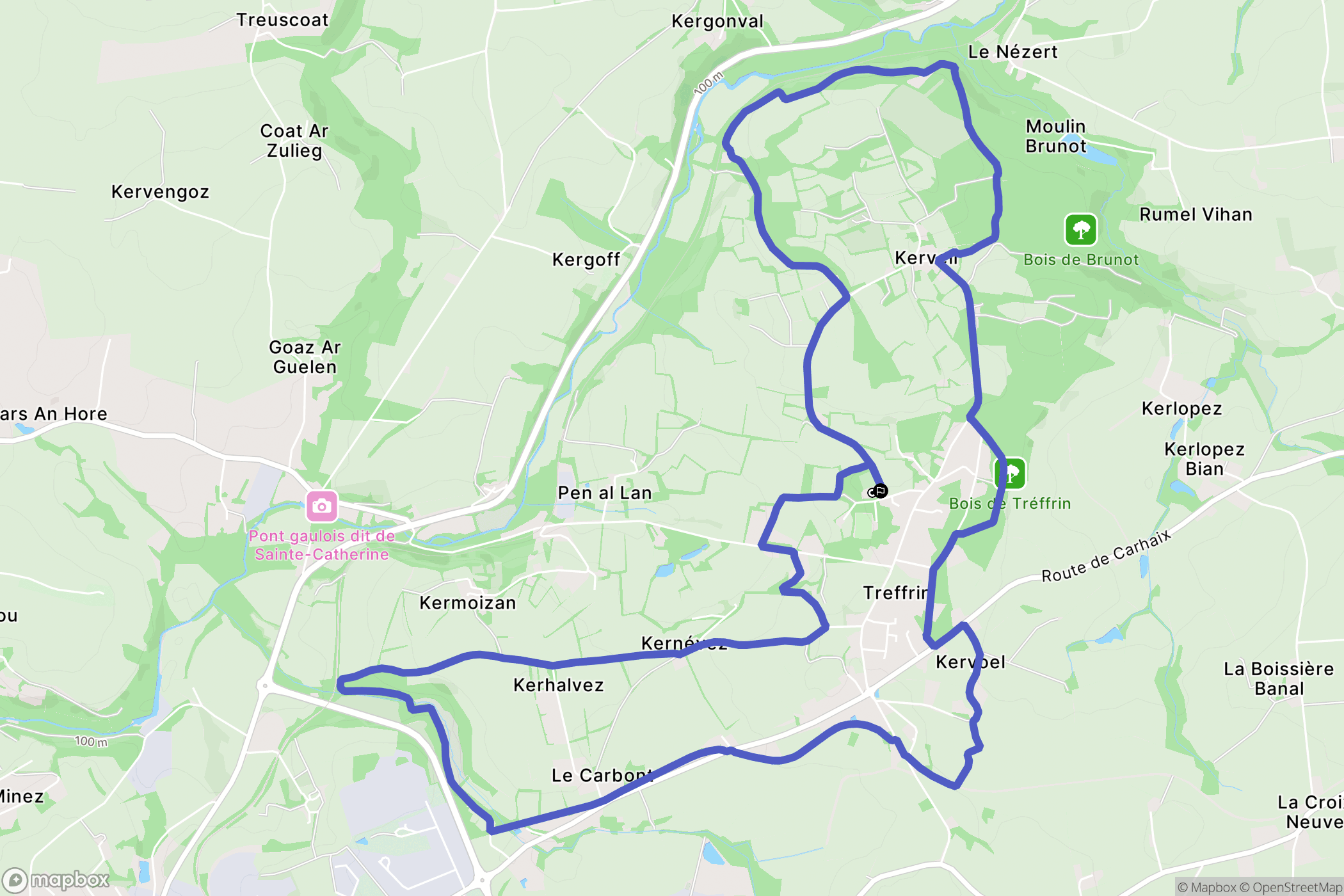Treffrin : carte du parcours de randonnée - France