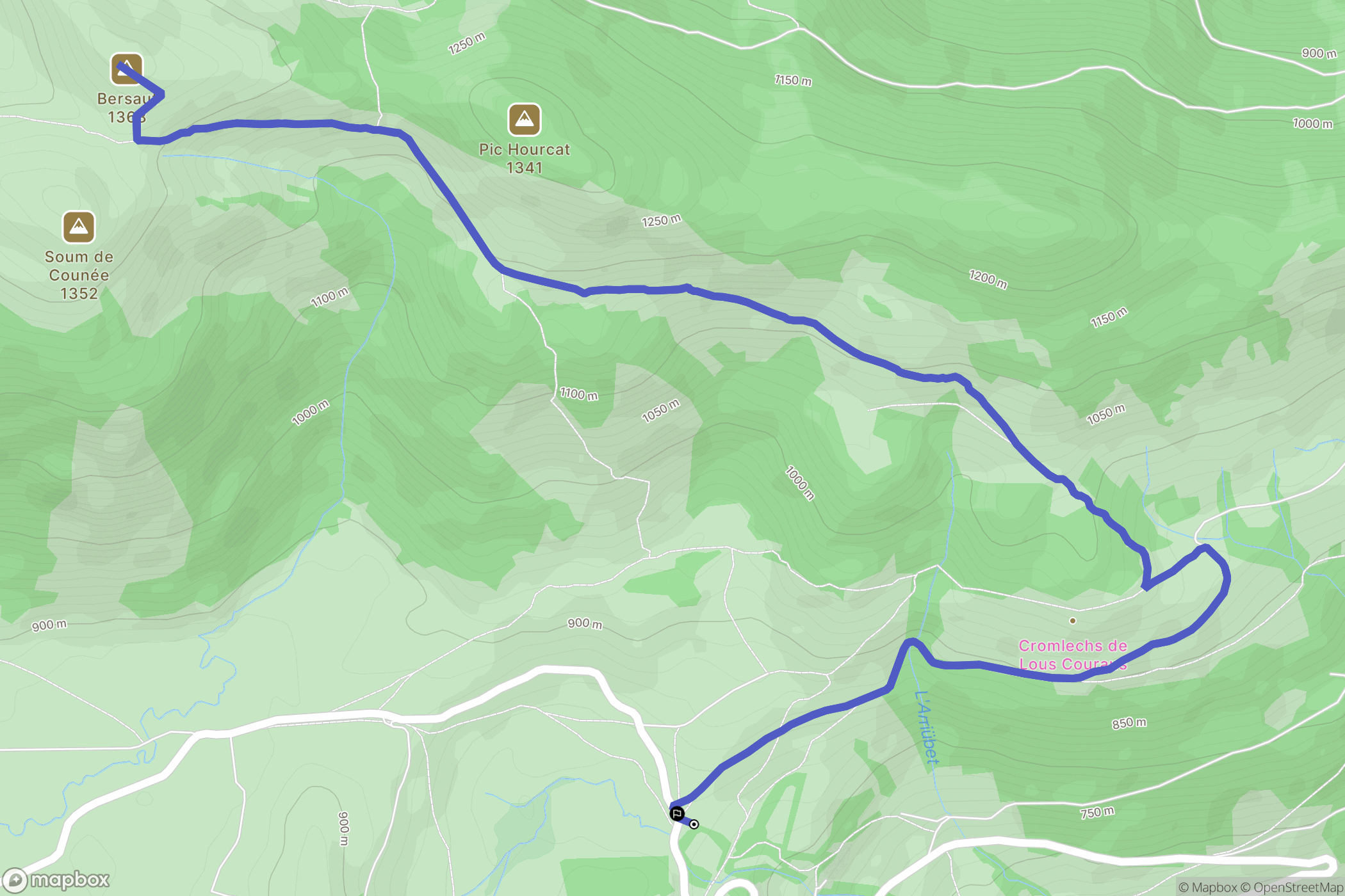 Bilhères : carte du parcours de randonnée - France