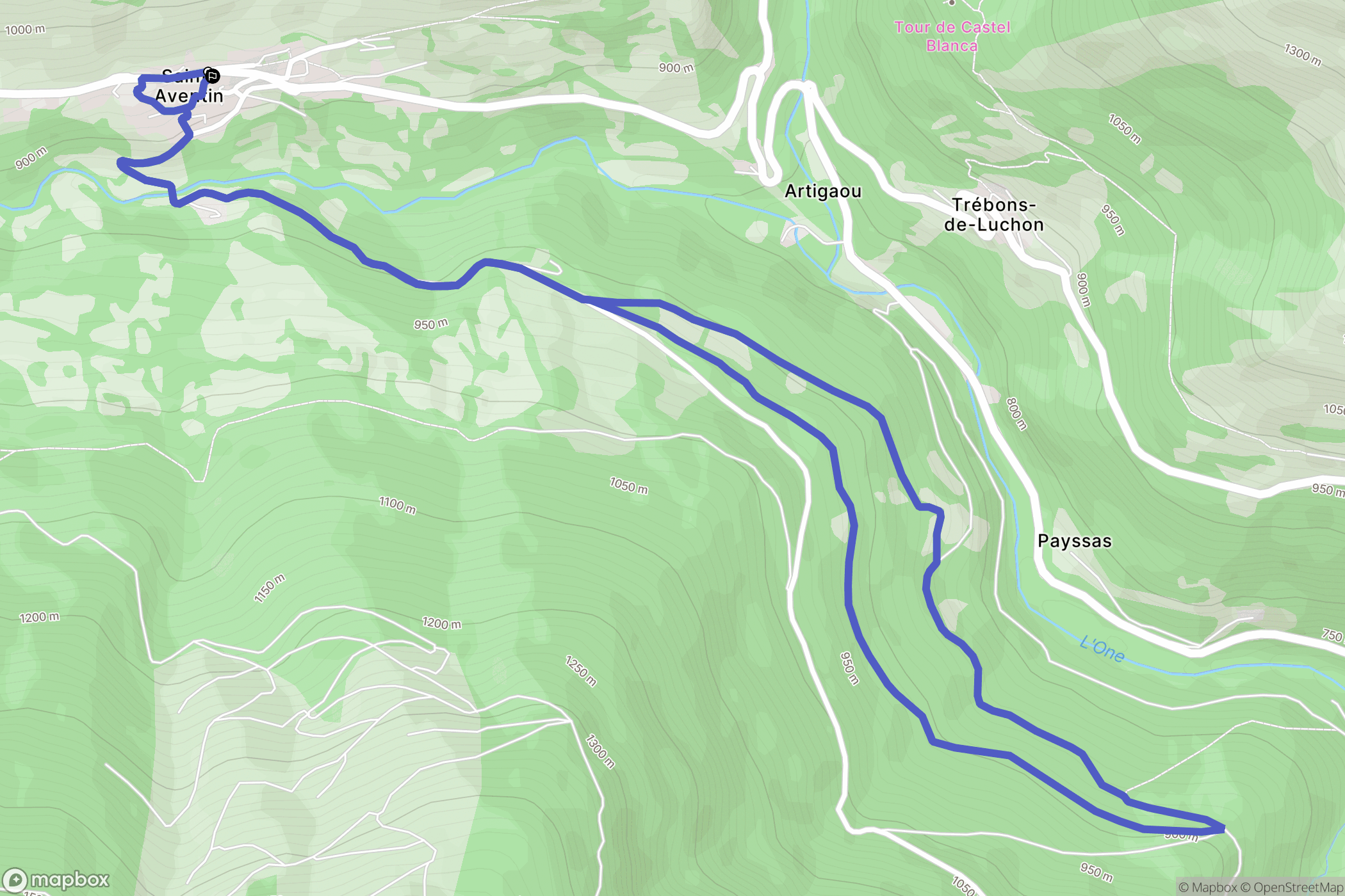 Saint-Aventin : carte du parcours de randonnée - France
