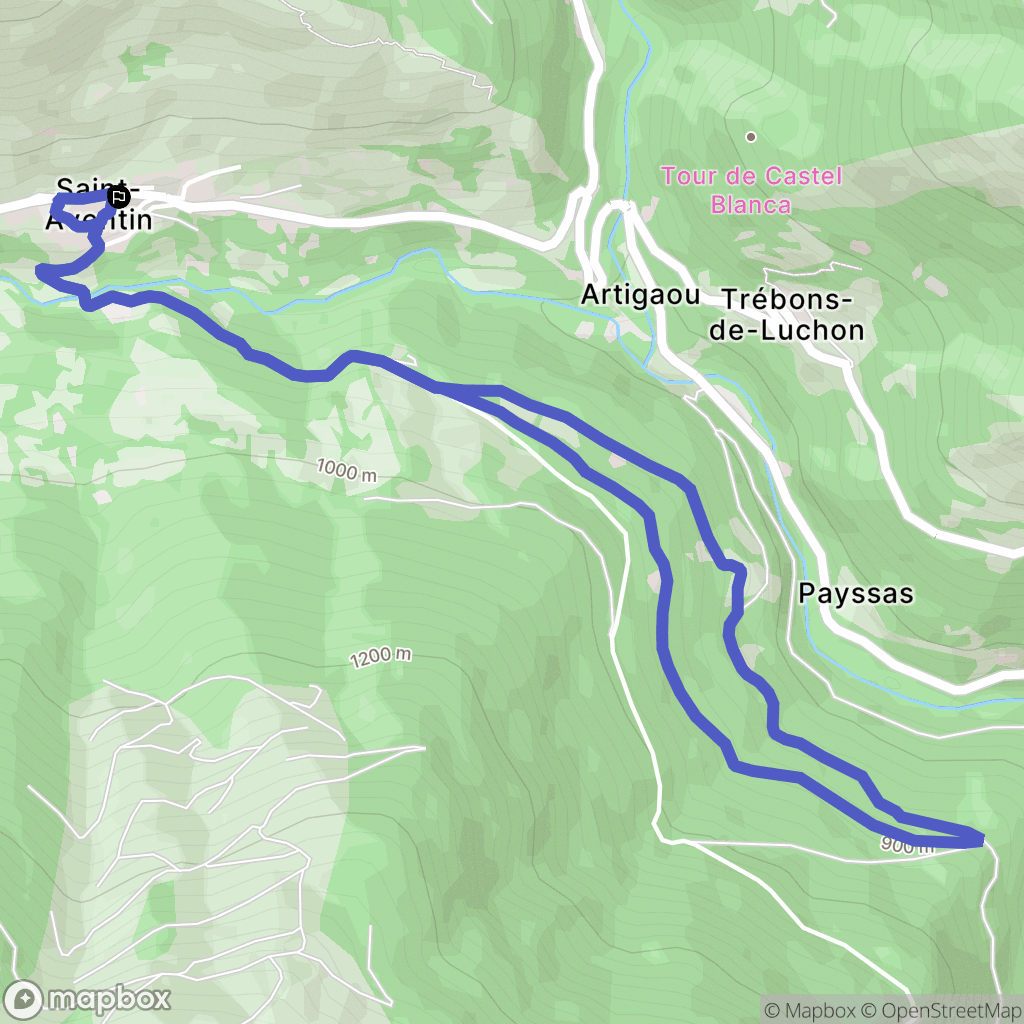 Saint-Aventin : carte du parcours de randonnée - France