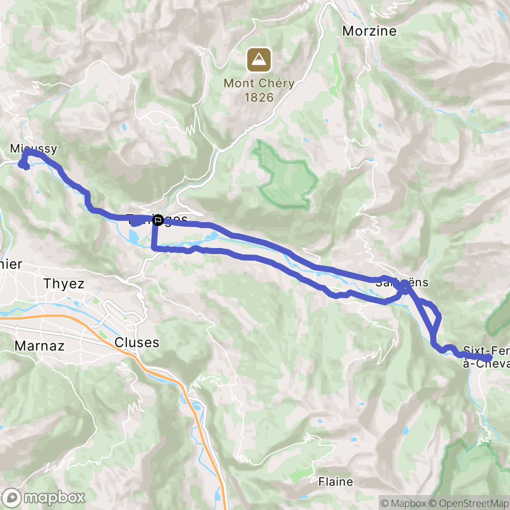 Taninges : carte du parcours de randonnée - France