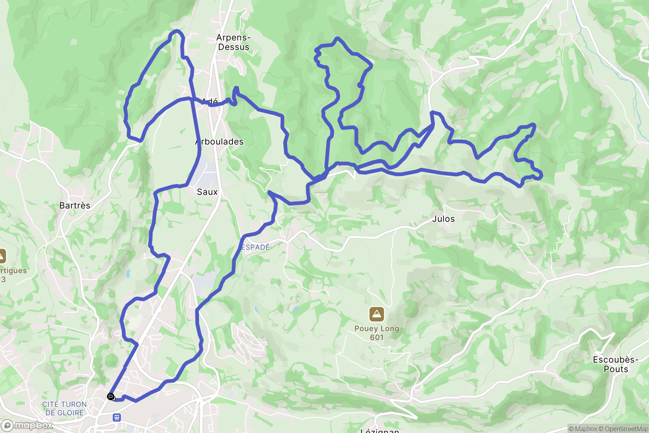 Lourdes : carte du parcours de randonnée - France