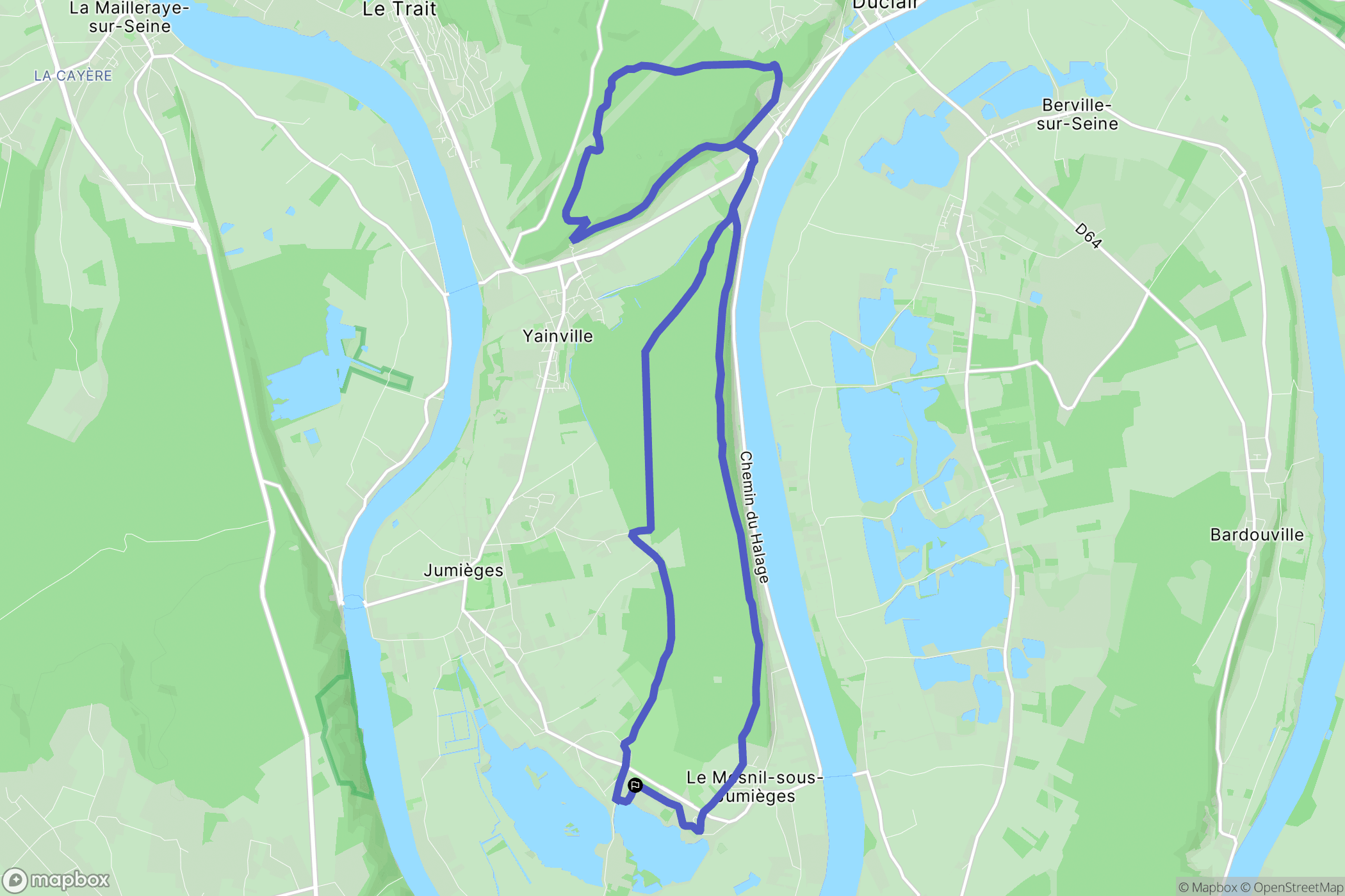 Jumièges : carte du parcours de randonnée - France