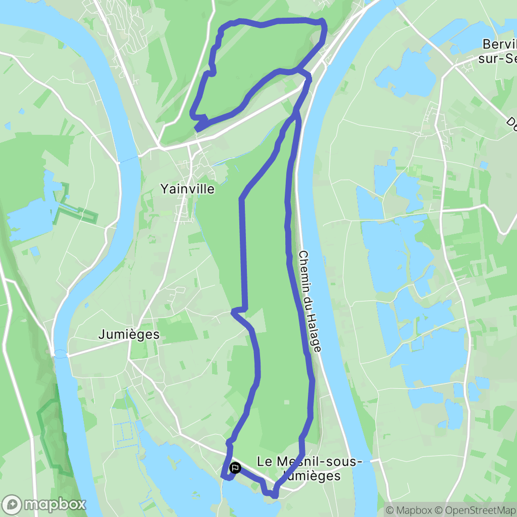 Jumièges : carte du parcours de randonnée - France