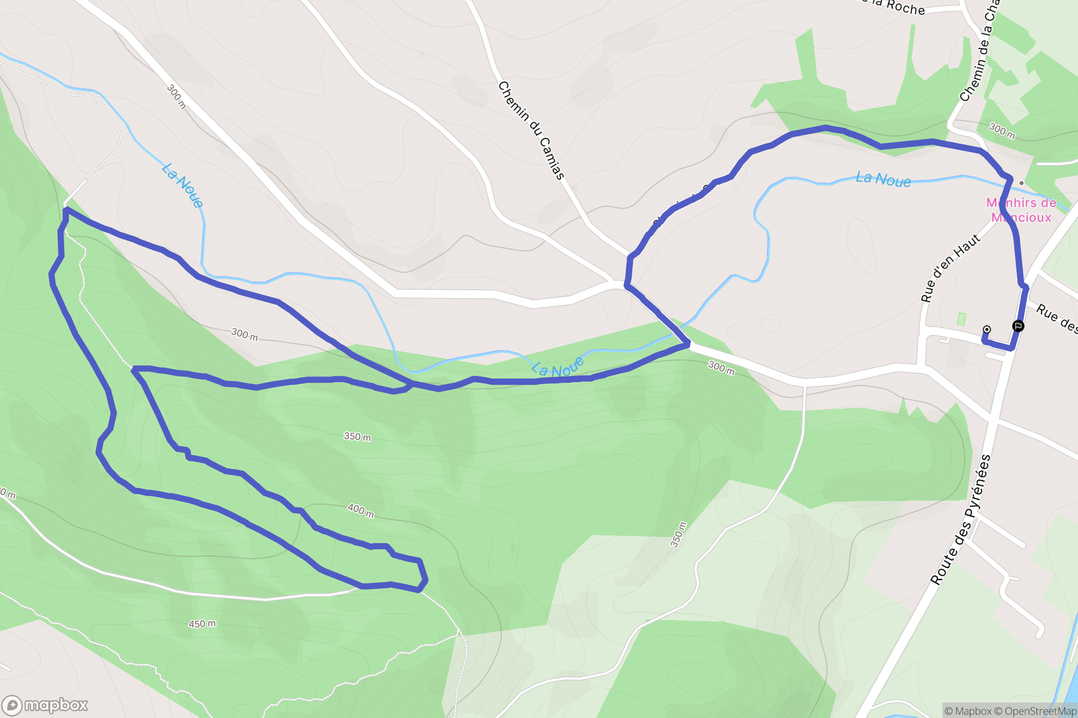 Mancioux : carte du parcours de randonnée - France