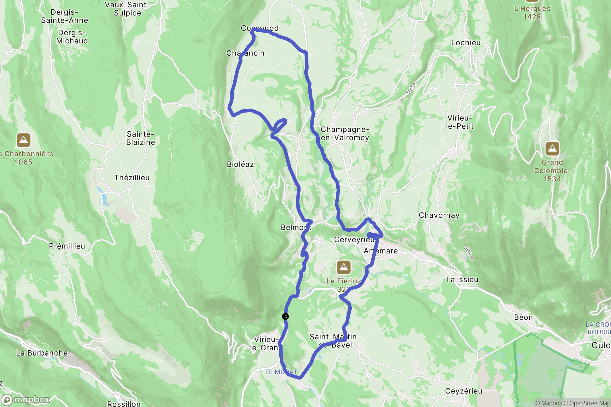 Virieu-le-Grand : carte du parcours de randonnée - France