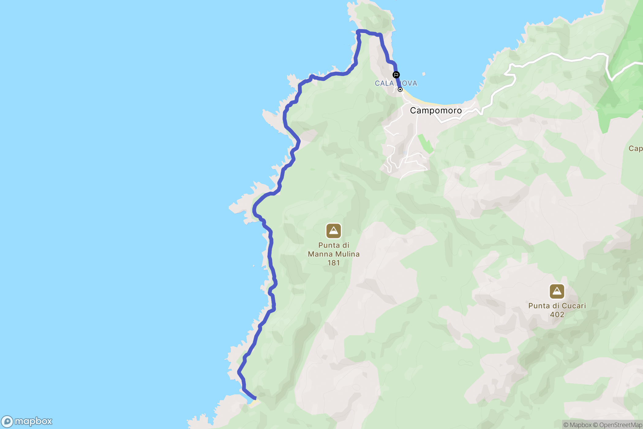 Belvédère-Campomoro : carte du parcours de randonnée - France