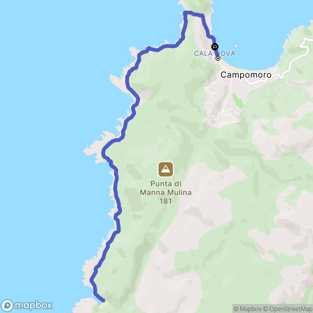 Belvédère-Campomoro : carte du parcours de randonnée - France